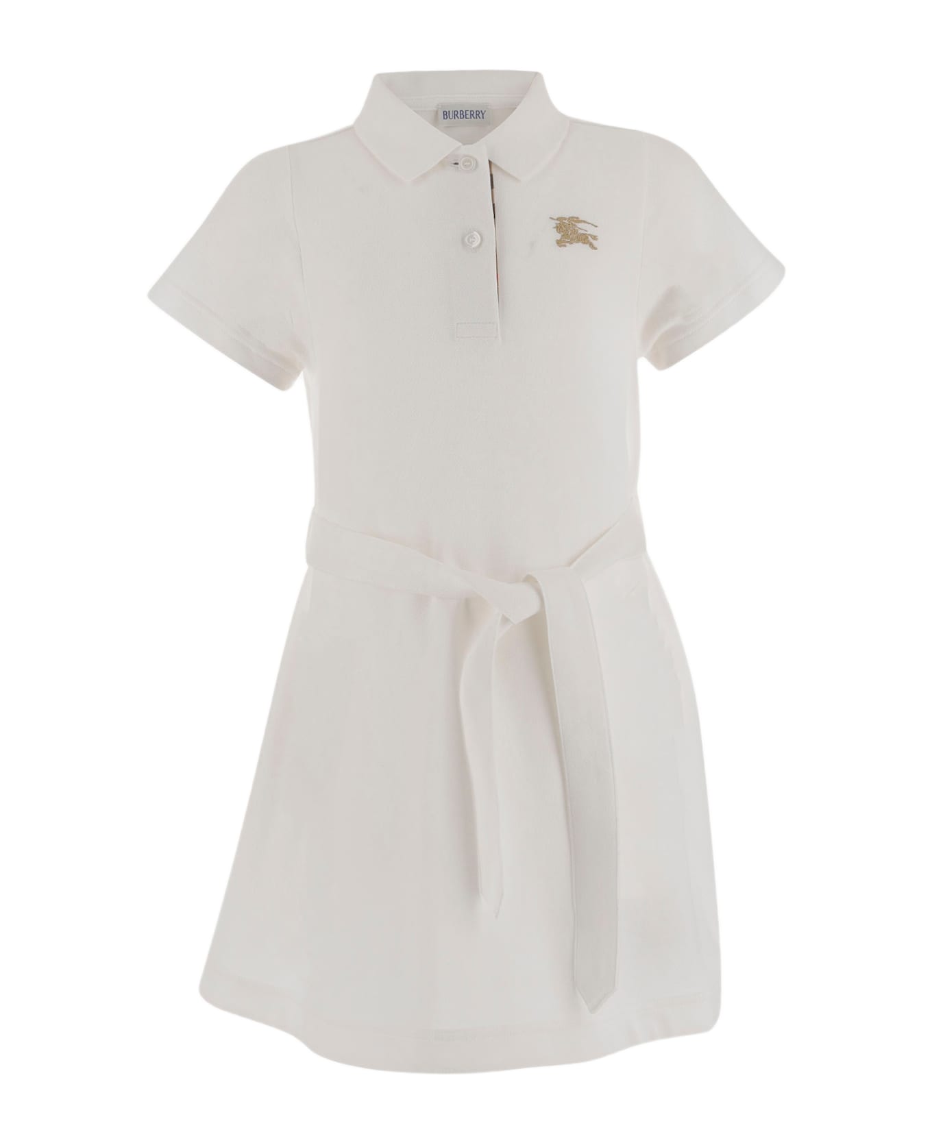 Burberry Cotton Dress With Logo - White