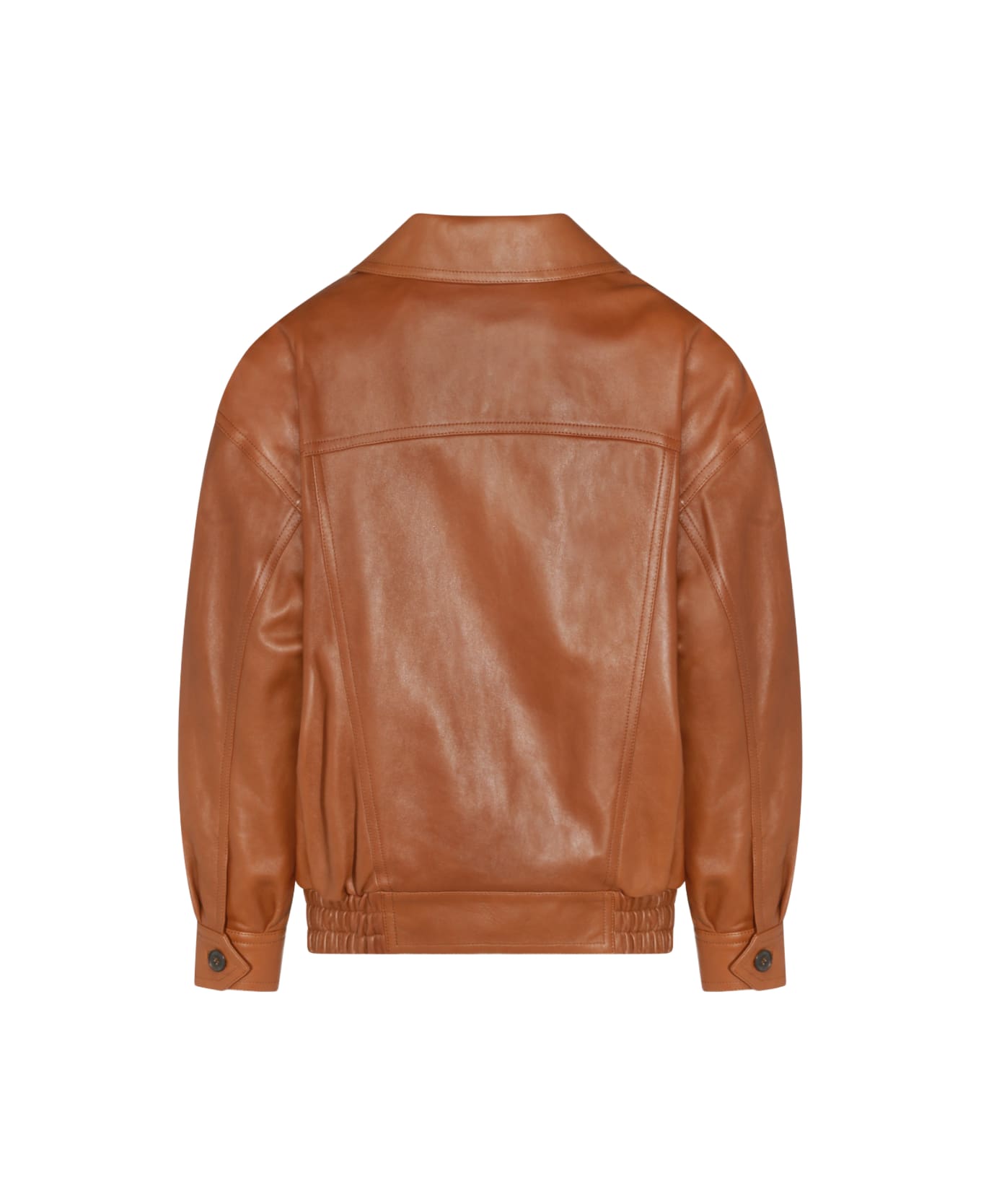 Saint Laurent Brown Leather Jacket - MARRON SENOIS