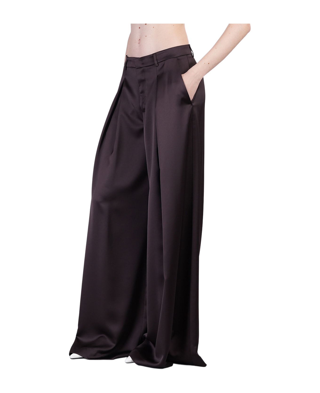 The Andamane Tara Pants In Brown Polyester - brown