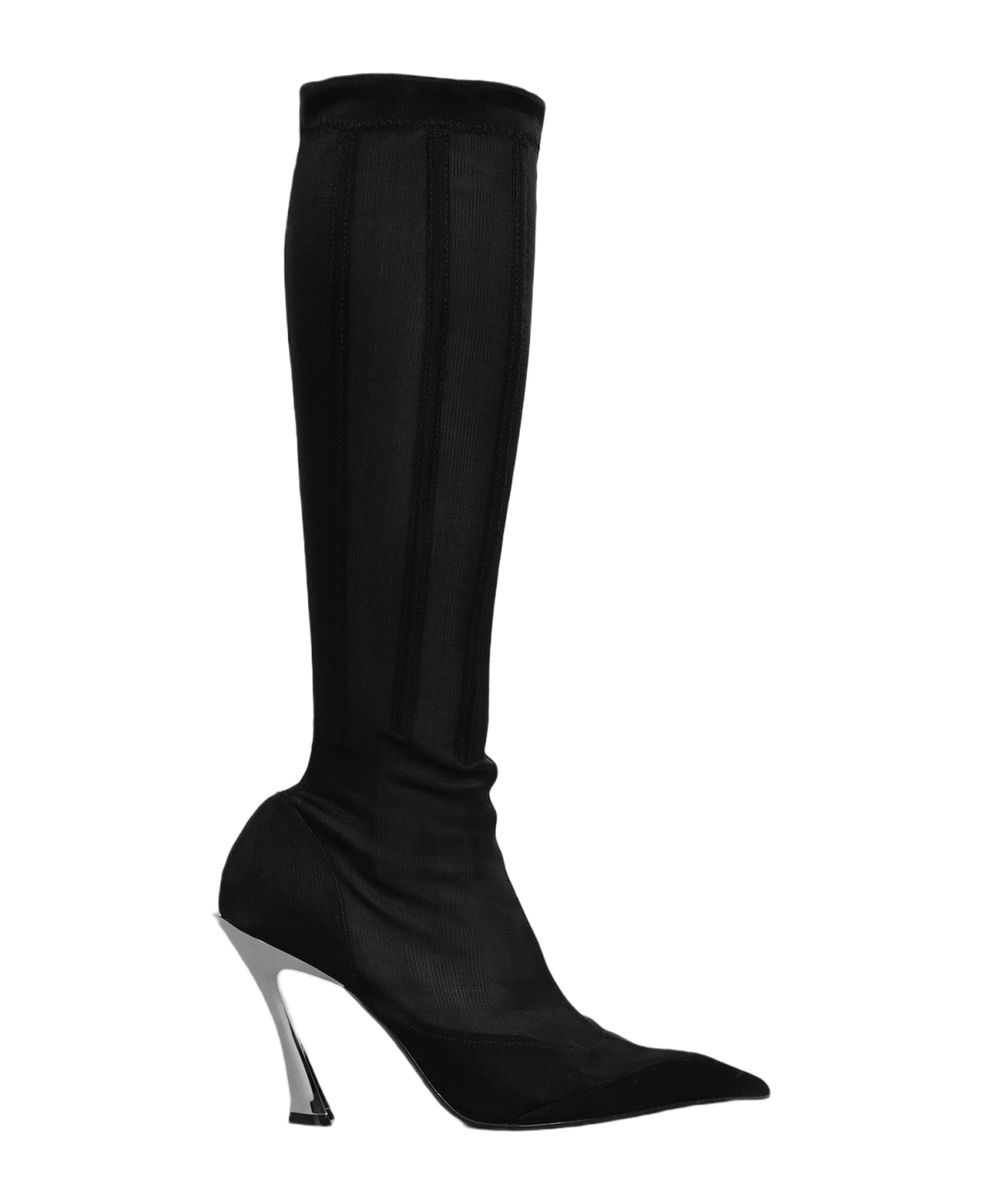 Mugler High Heels Boots In Black Nylon - black