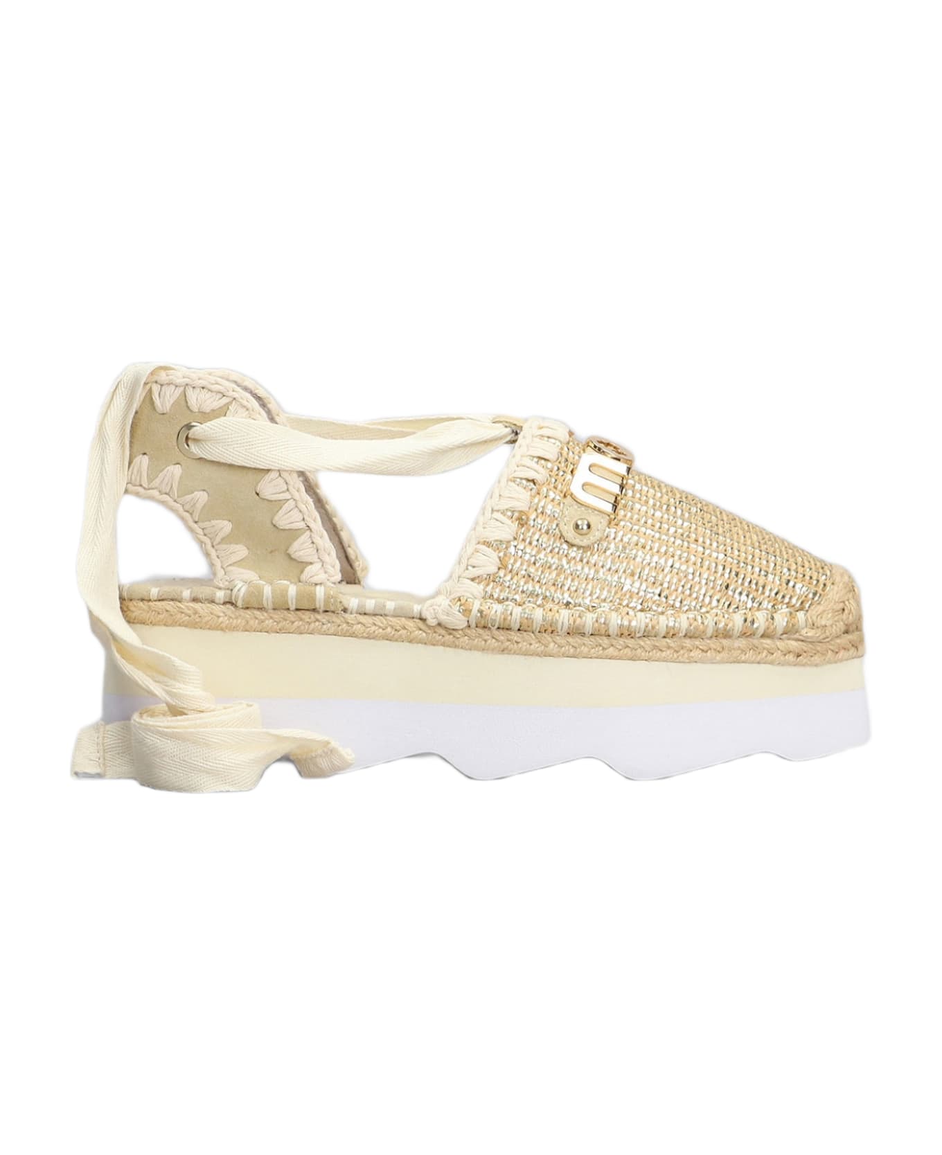 Mou Espa Sandal Espadrilles In Beige Raffia - Golden