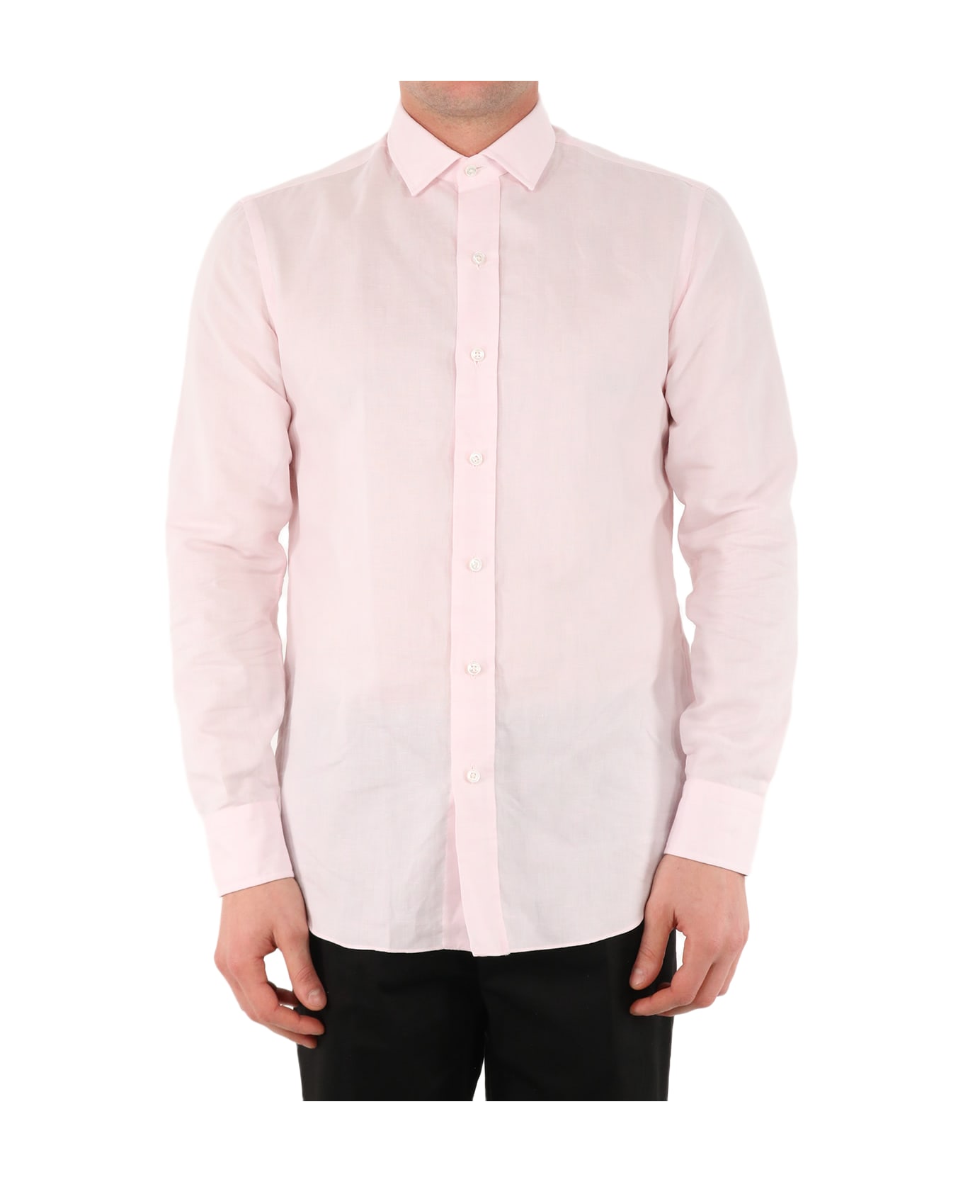 Salvatore Piccolo Pink Shirt With Open Collar - PINK