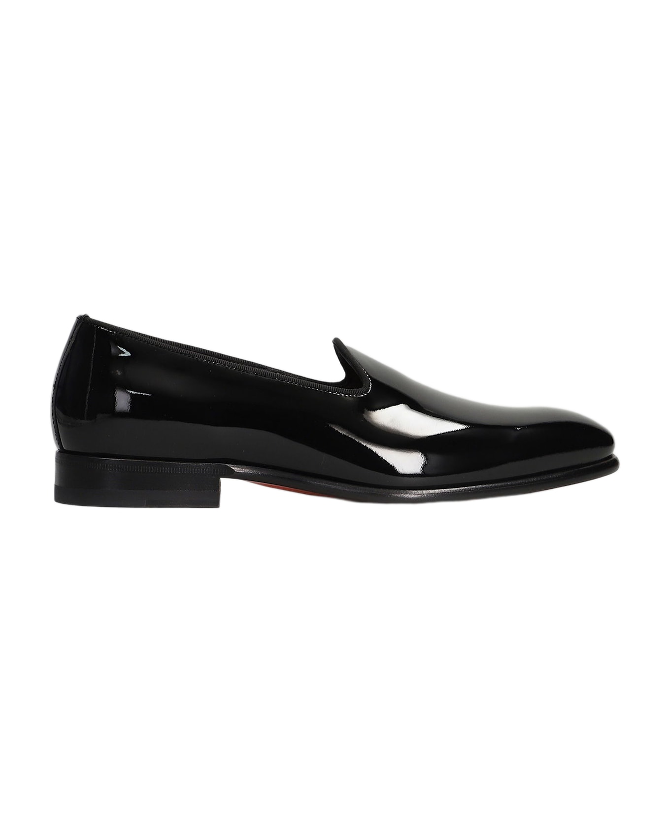 Santoni Brody Loafers In Black Patent Leather - black
