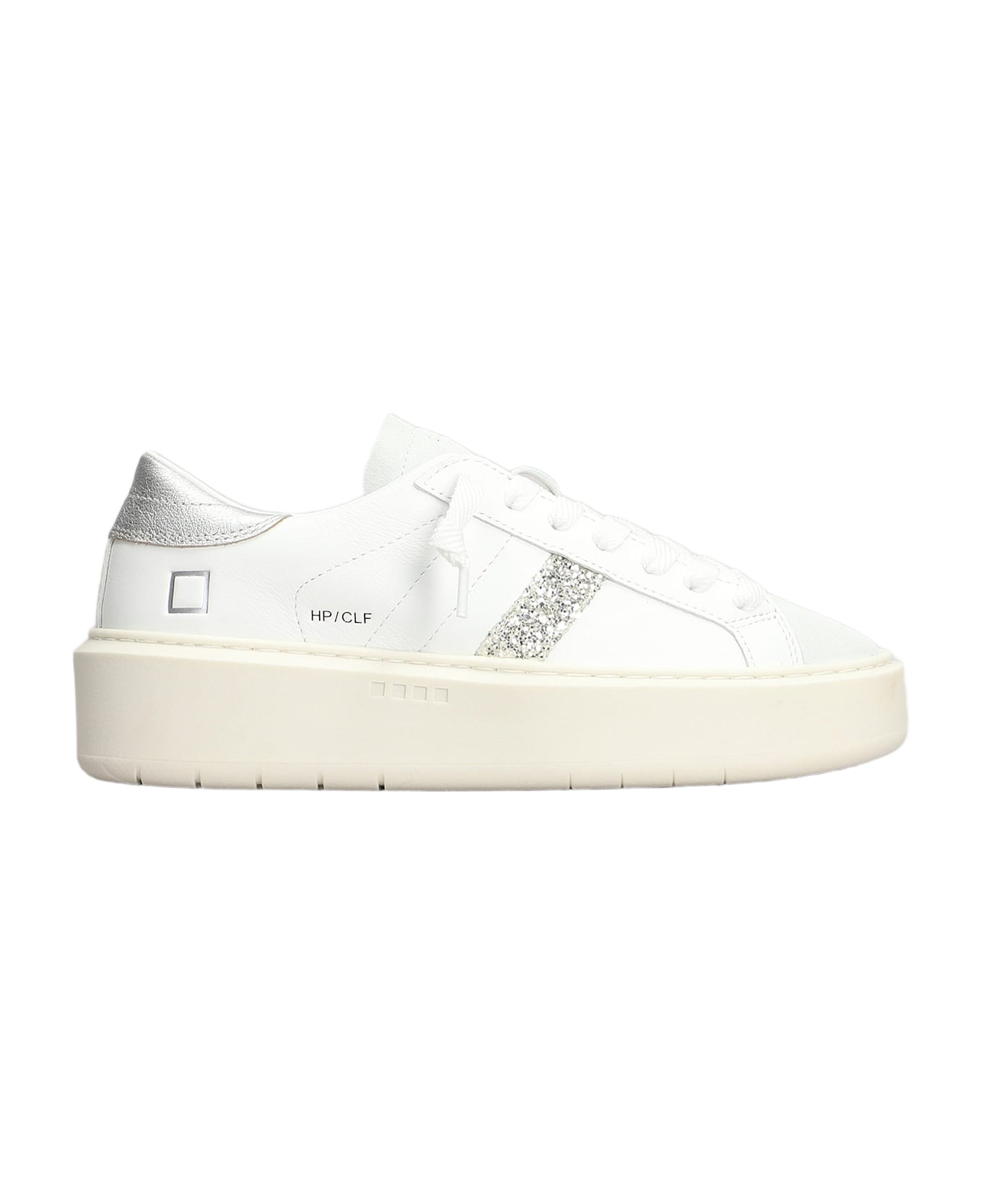 D.A.T.E. Hill Low Platform Sneakers In White Leather - white
