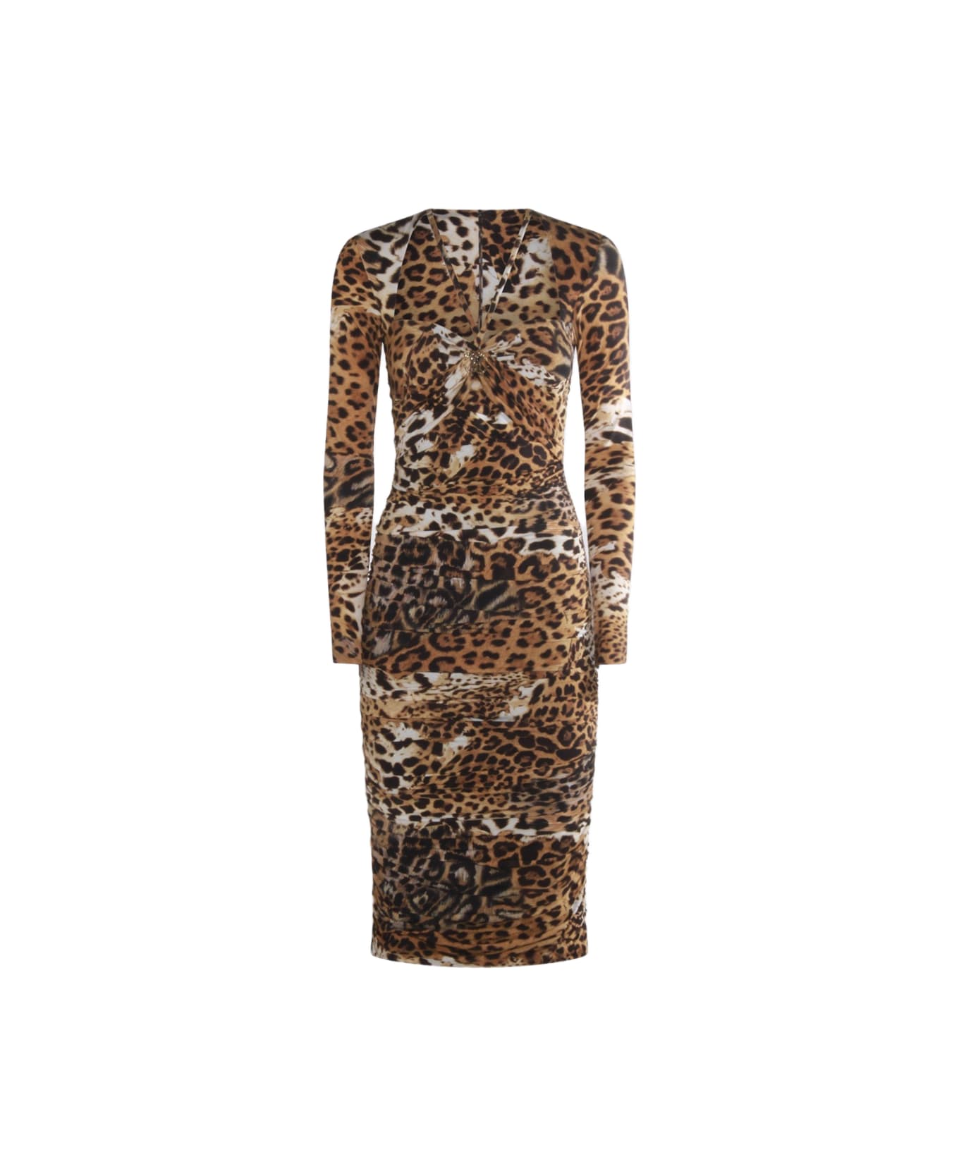 Roberto Cavalli Multicolor Midi Dress - Leopardo