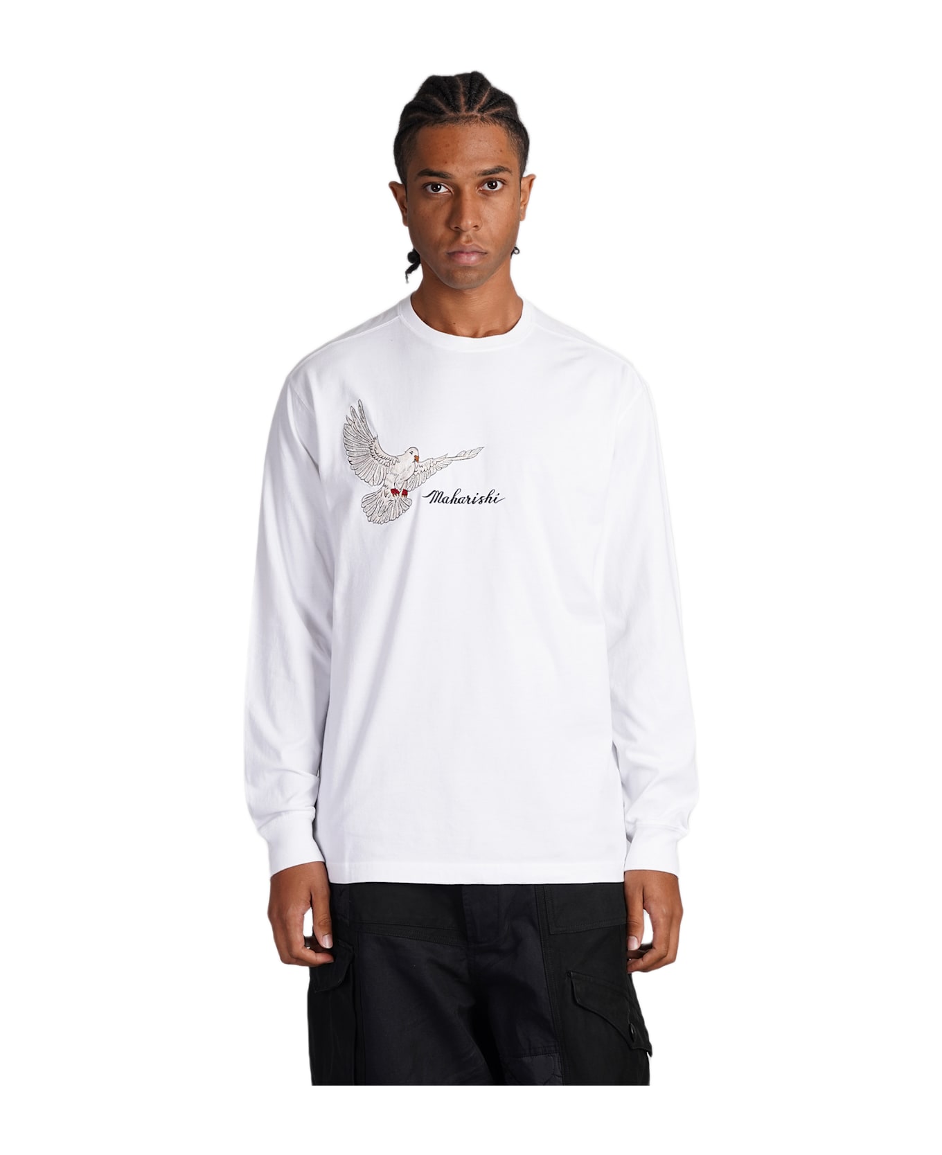 Maharishi Peace Mount T-shirt In White Cotton - white