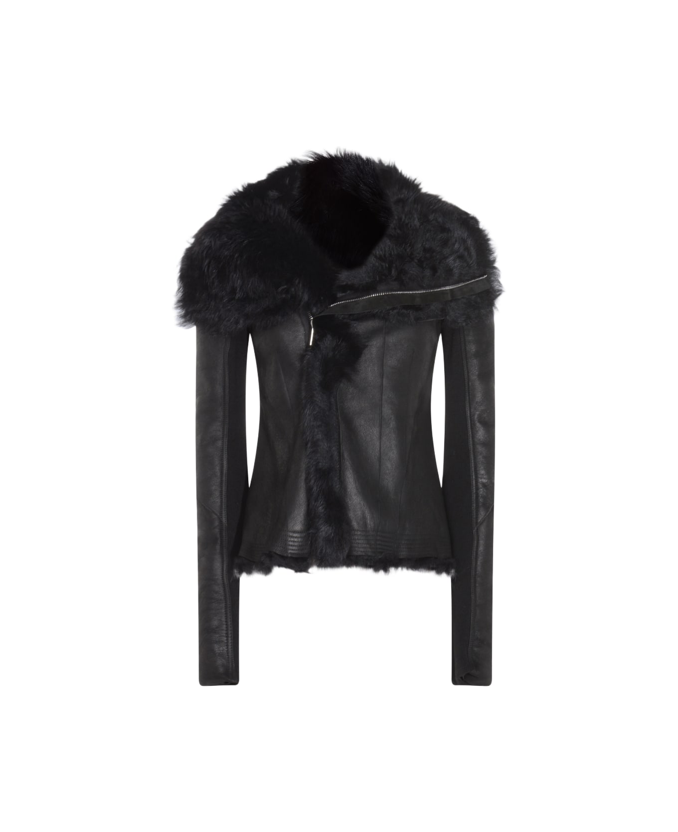 Rick Owens Black Leather Jacket - Black