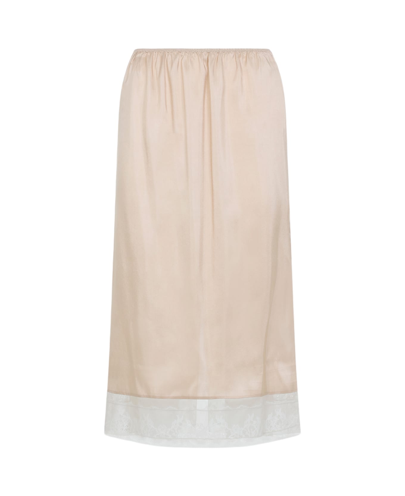 Carven Pull On Lace Trim Skirt - Carven Nude