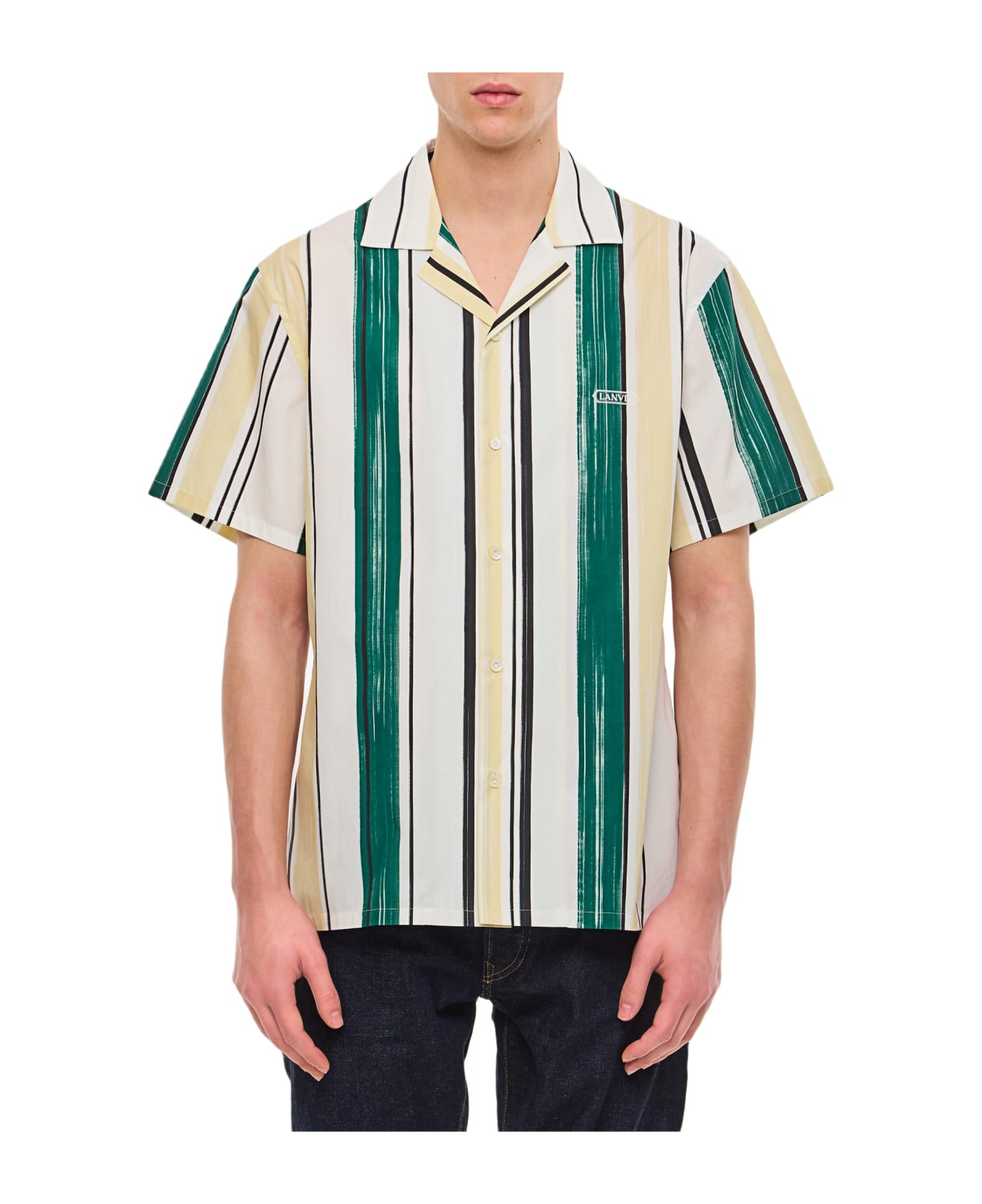 Lanvin Silk Printed Bowling Shirt - Green
