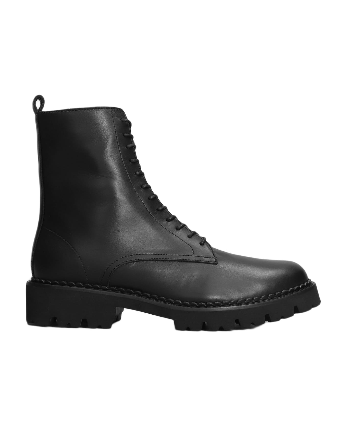 Fabio Rusconi Combat Boots In Black Leather - black
