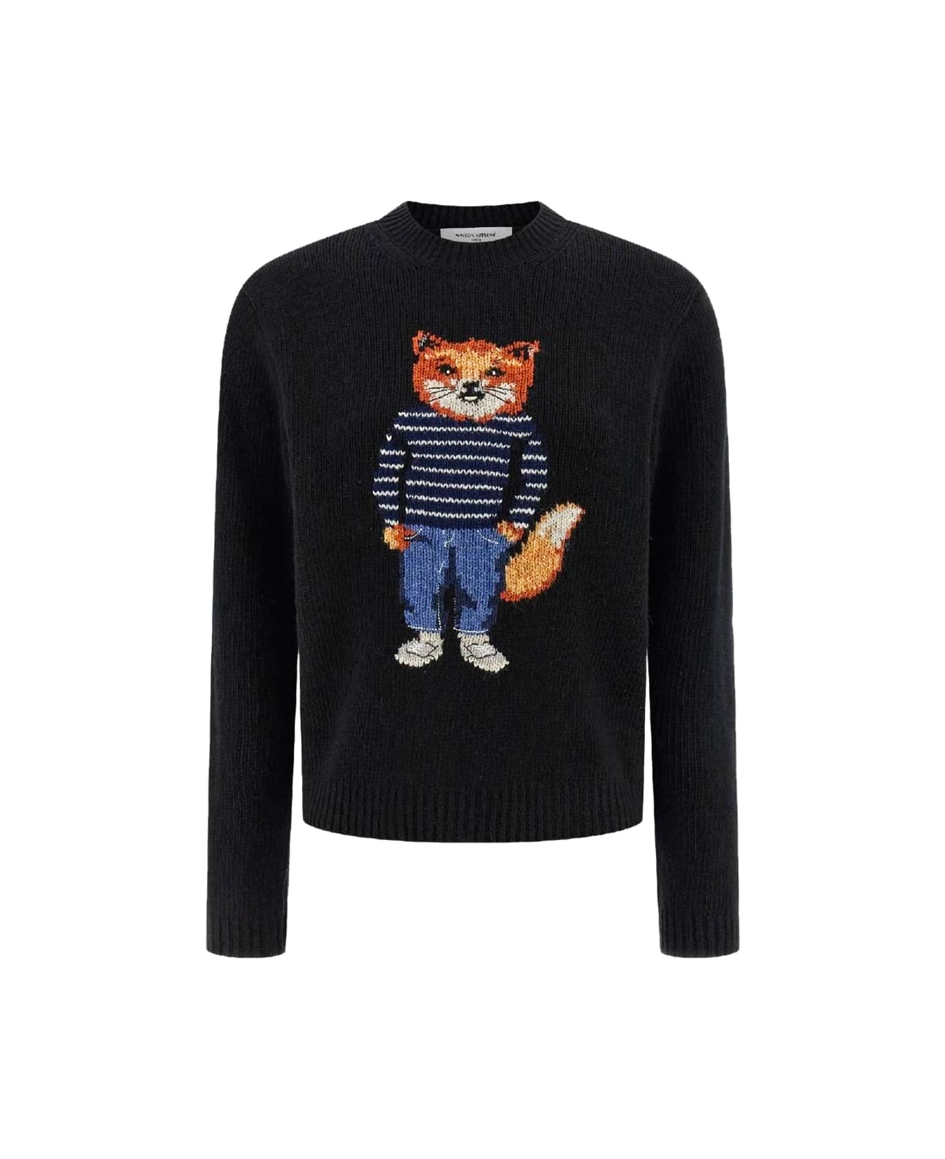 Maison Kitsuné Black Wool Blend Knitwear - Black