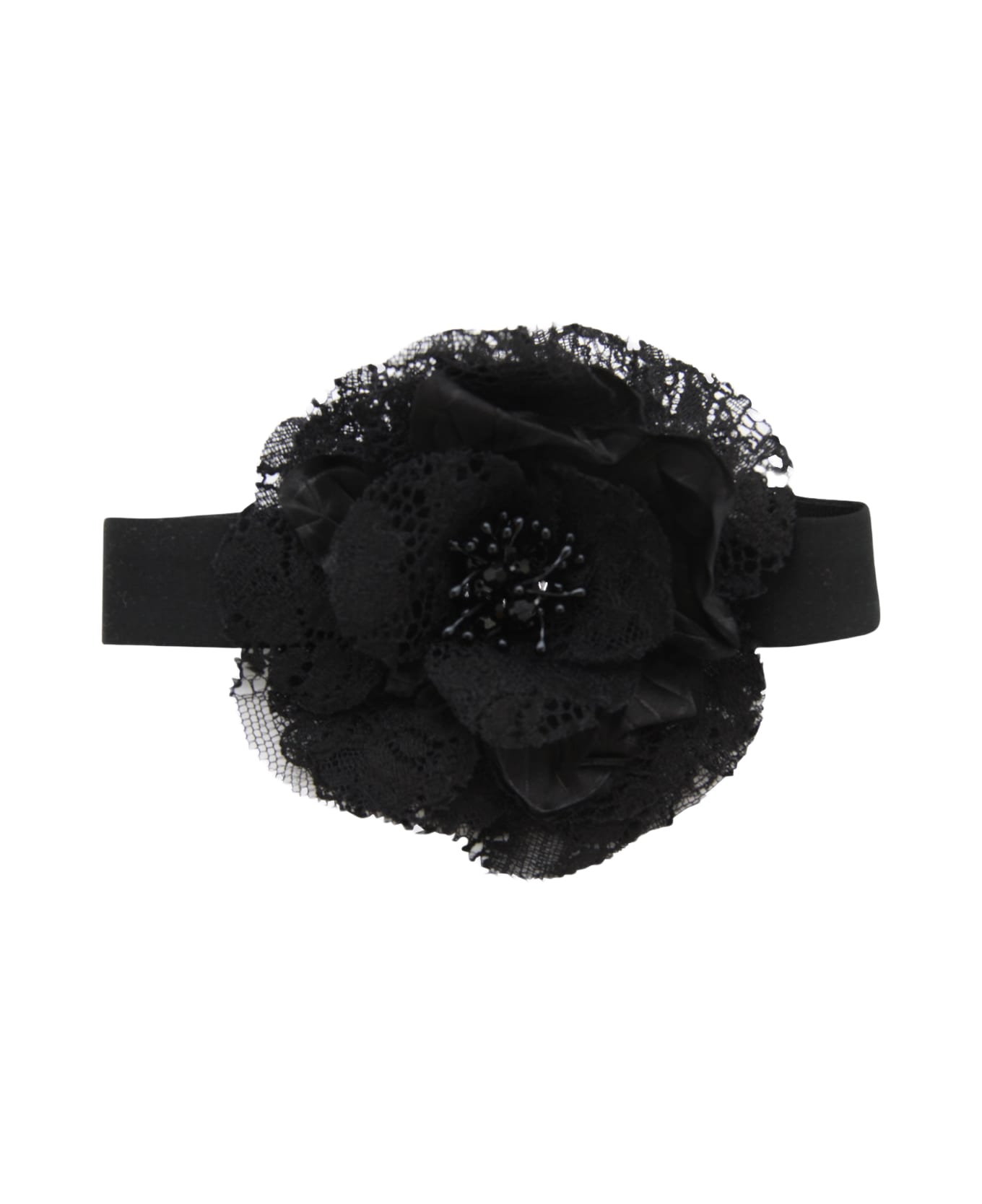 Dolce & Gabbana Black Silk Flower Choker - Black