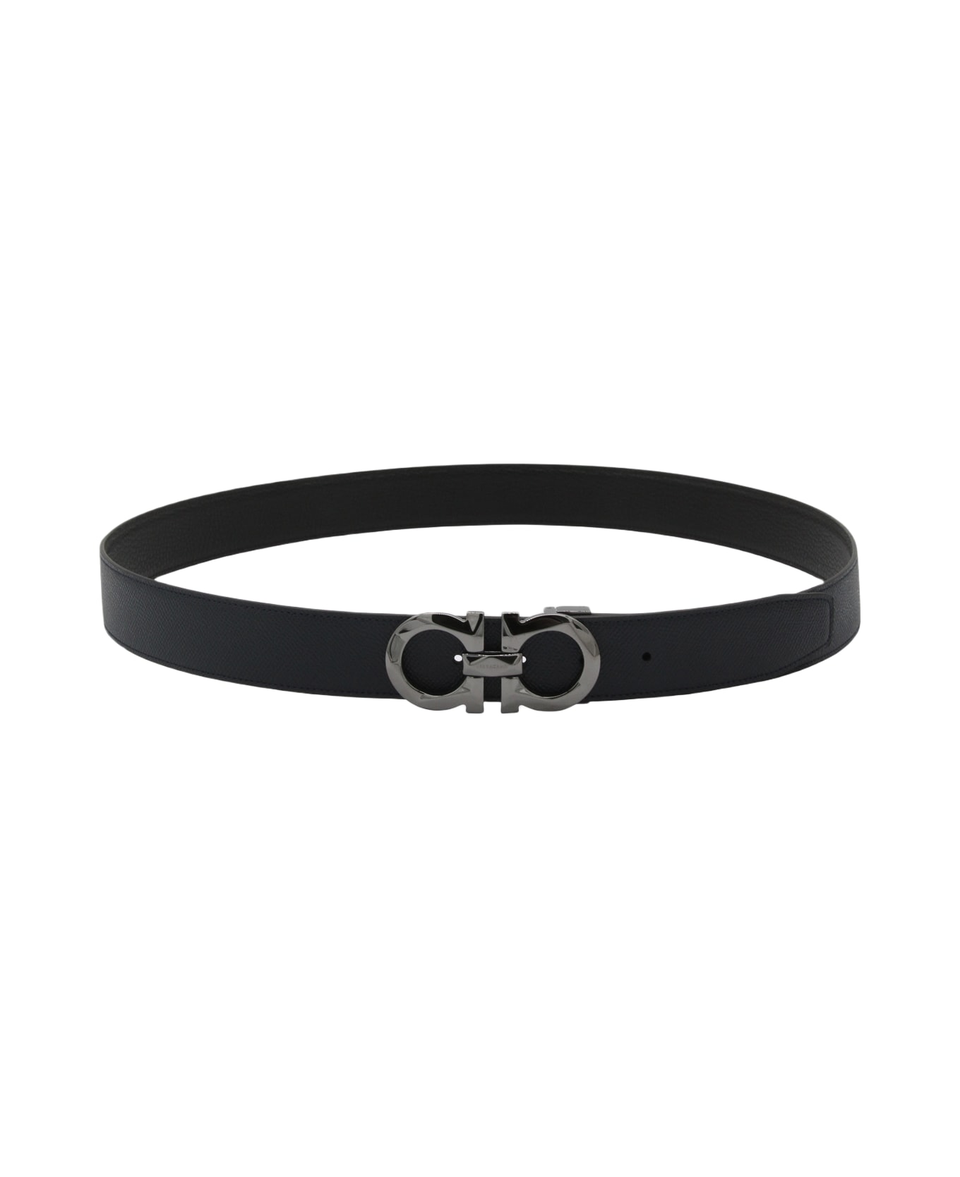 Ferragamo Blue Learher Reversible Belt - ULTRAMARINE || NERO