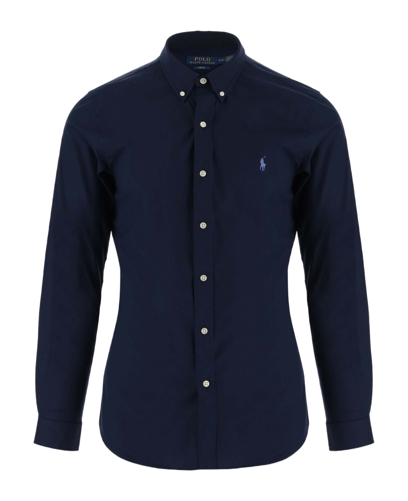 Ralph Lauren Stretch Cotton Shirt With Logo - Blue