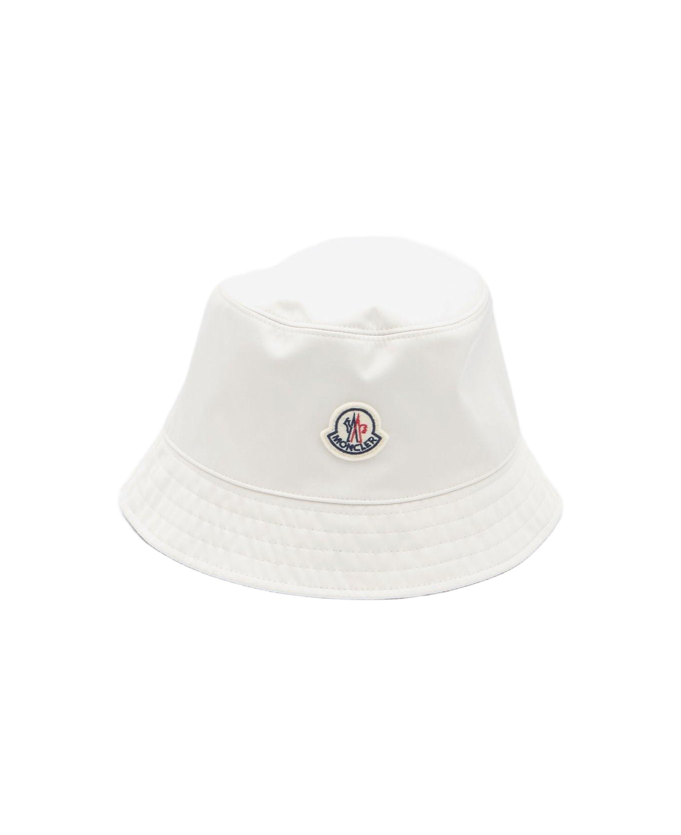 Moncler Logo Patch Reversible Bucket Hat - White 帽子