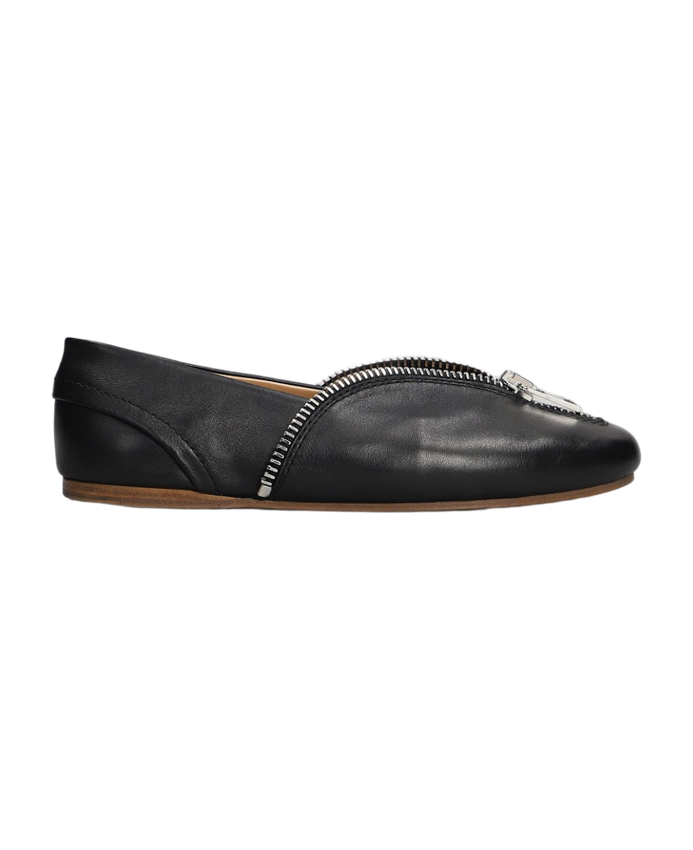 J.W. Anderson Biker Ballerina Ballet Flats In Black Leather - black