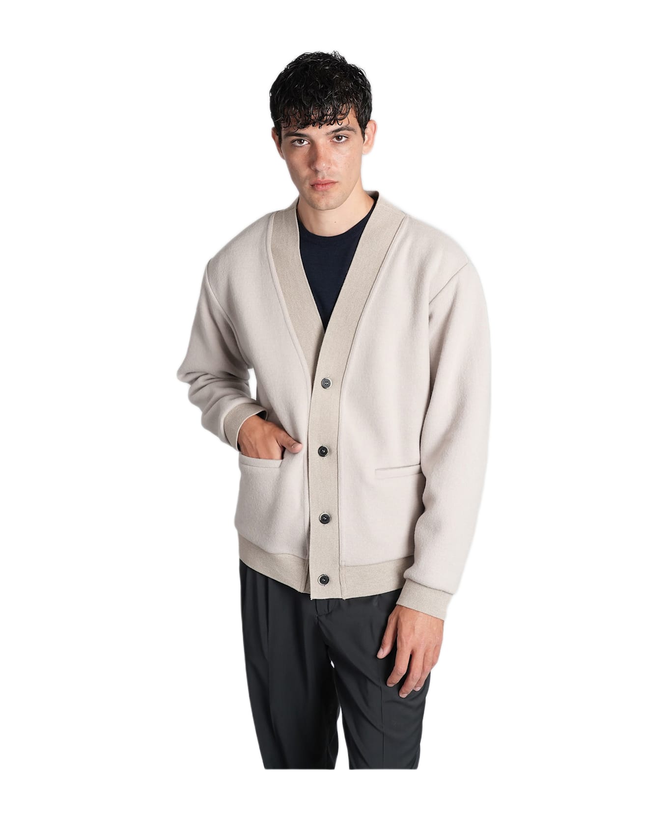 Barena Cavian Cardigan In Grey Wool - grey