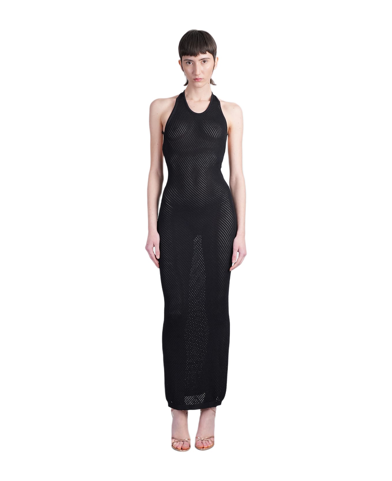 Laneus Long Dress In Black Viscose - black