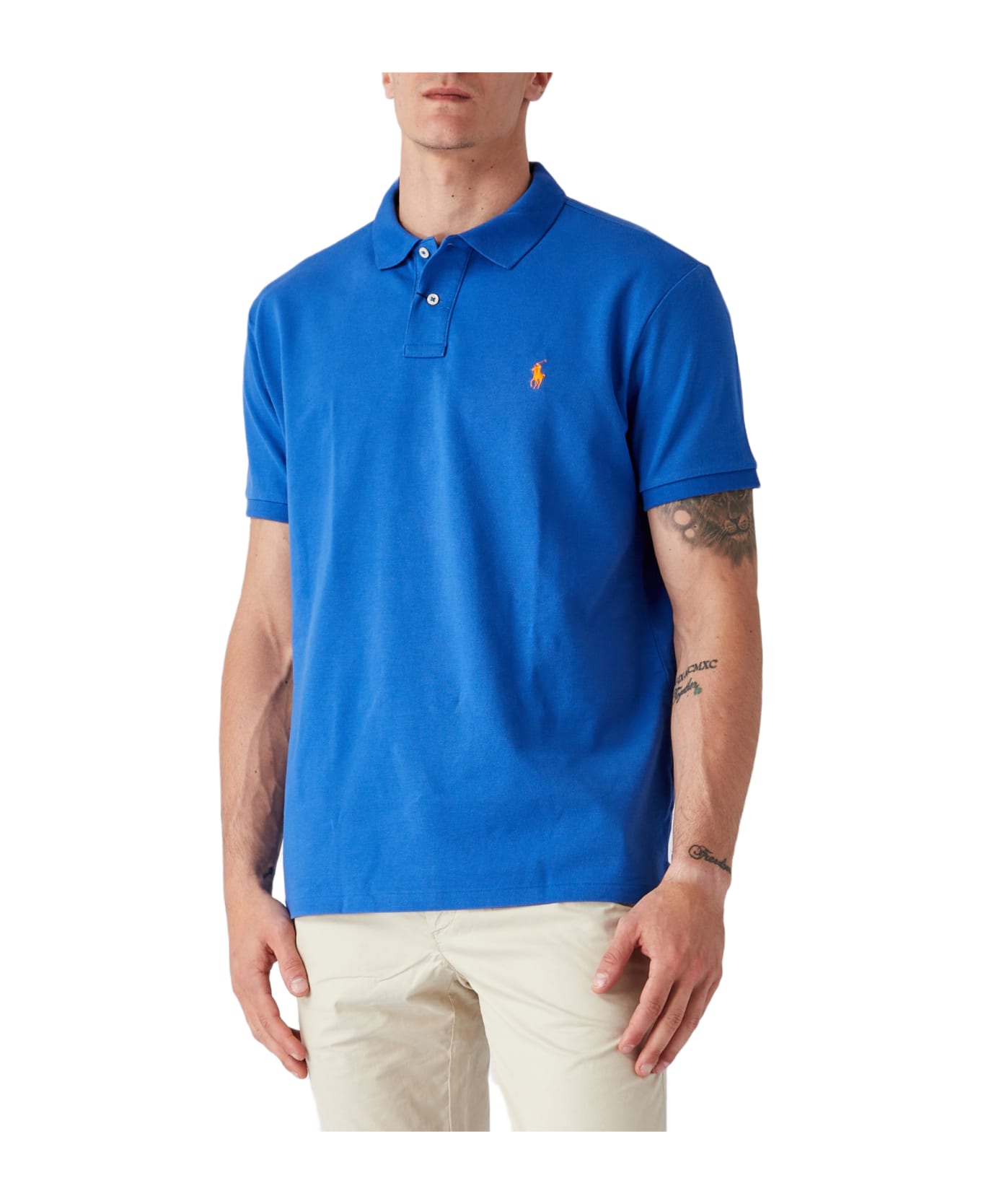 Polo Ralph Lauren Logo Embroidered Polo Shirt - Blue