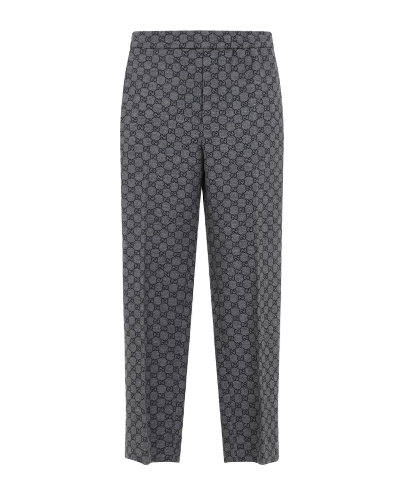 Gucci Gg Logo Flannel Pants - Grey Dark Grey