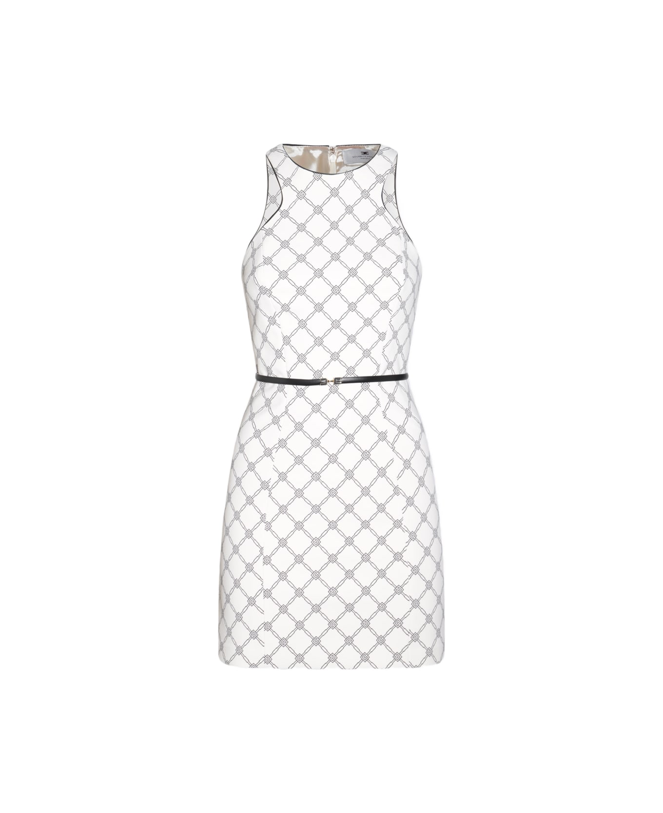 Elisabetta Franchi White Mini Dress - BURRO/NERO