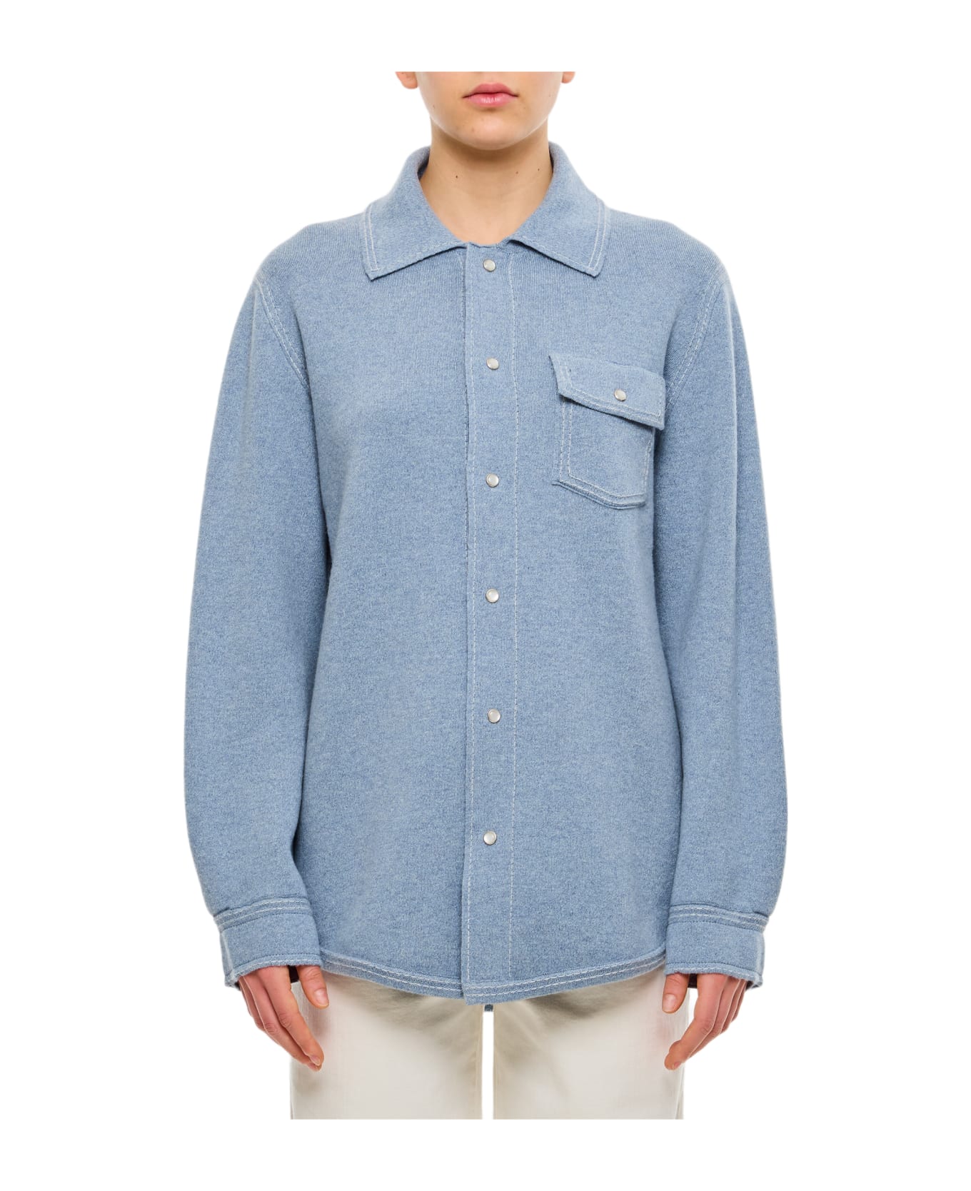 Barrie Cashmere Overshirt - Clear Blue