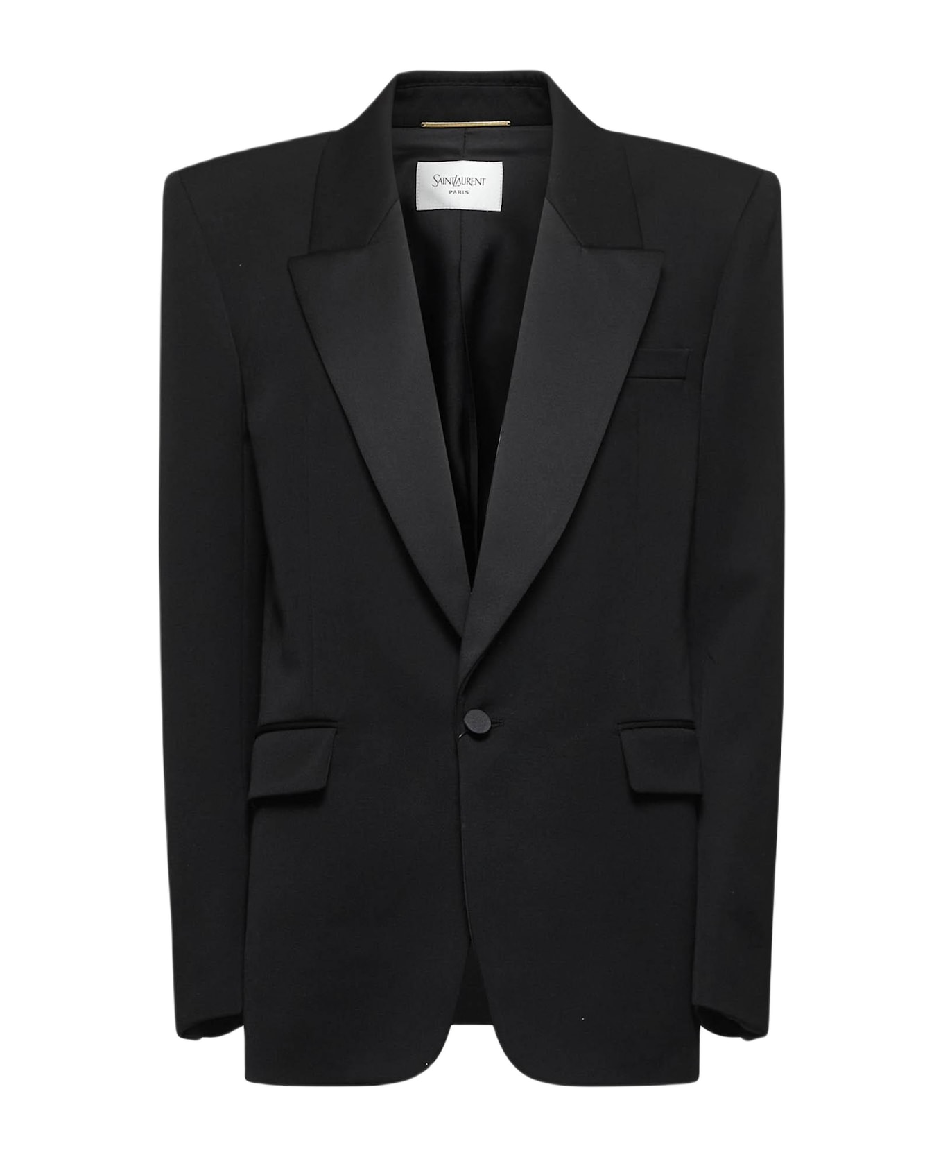 Saint Laurent Black Grain De Poudre Tuxedo Blazer - Black