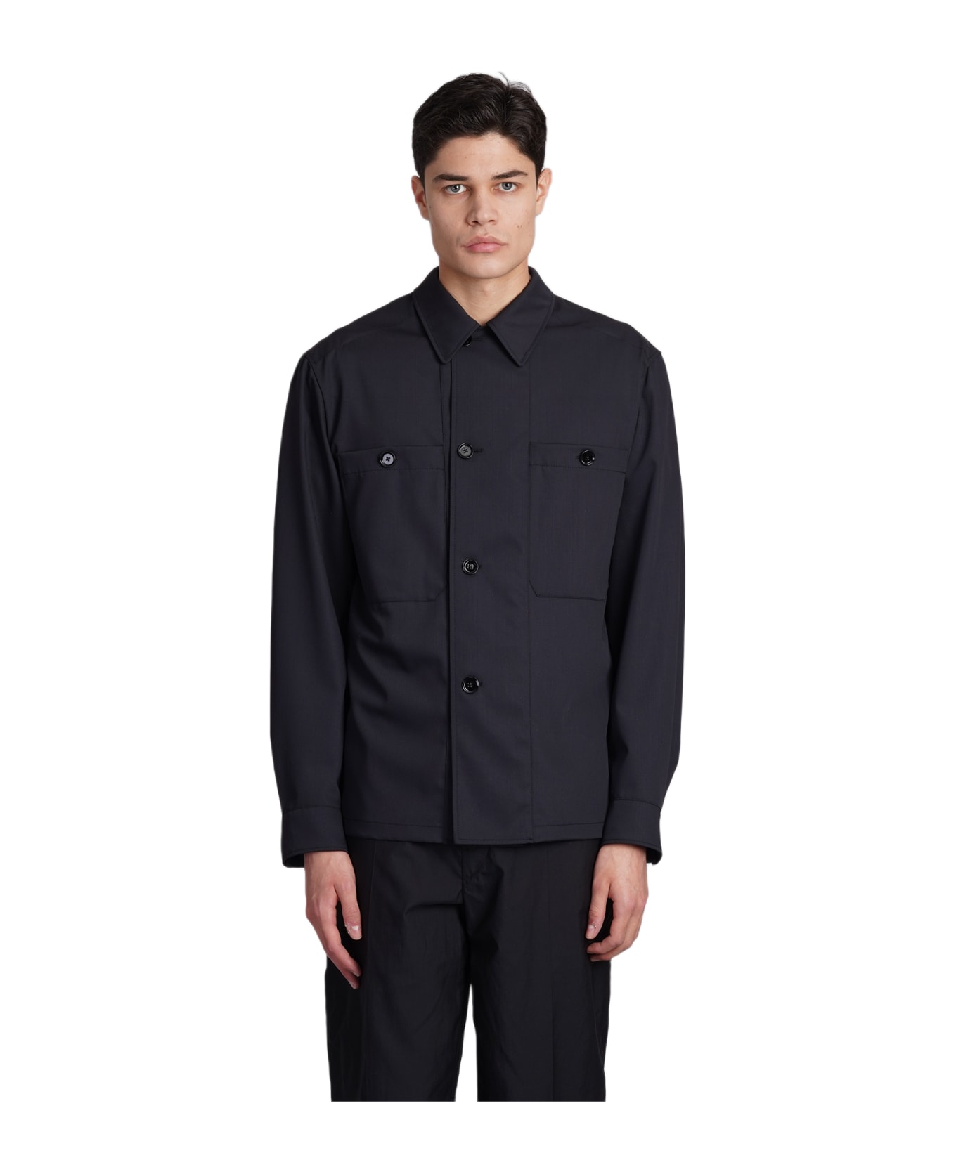 Lemaire Casual Jacket In Black Wool - black