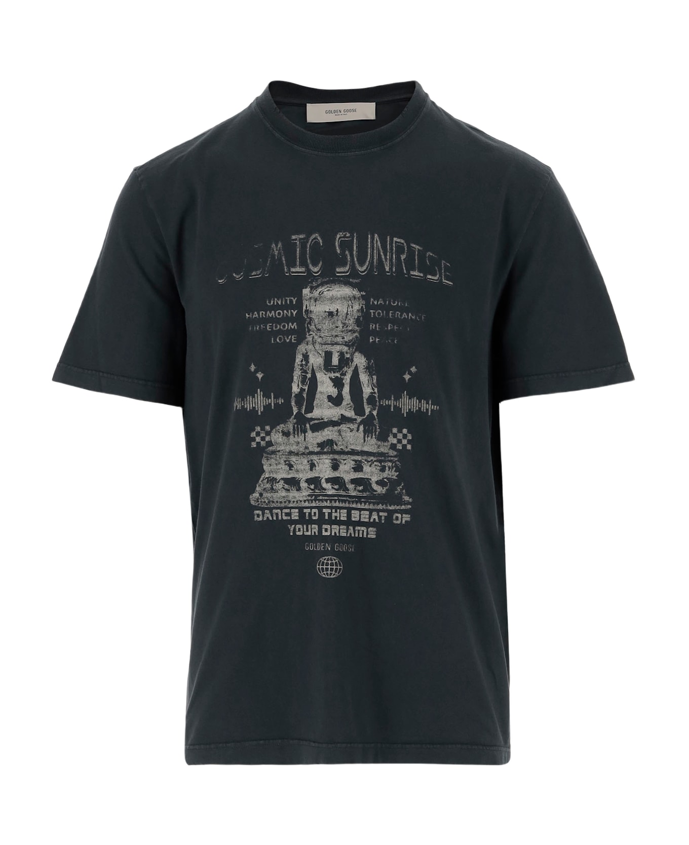 Golden Goose Cotton T-shirt With Graphic Print - Black