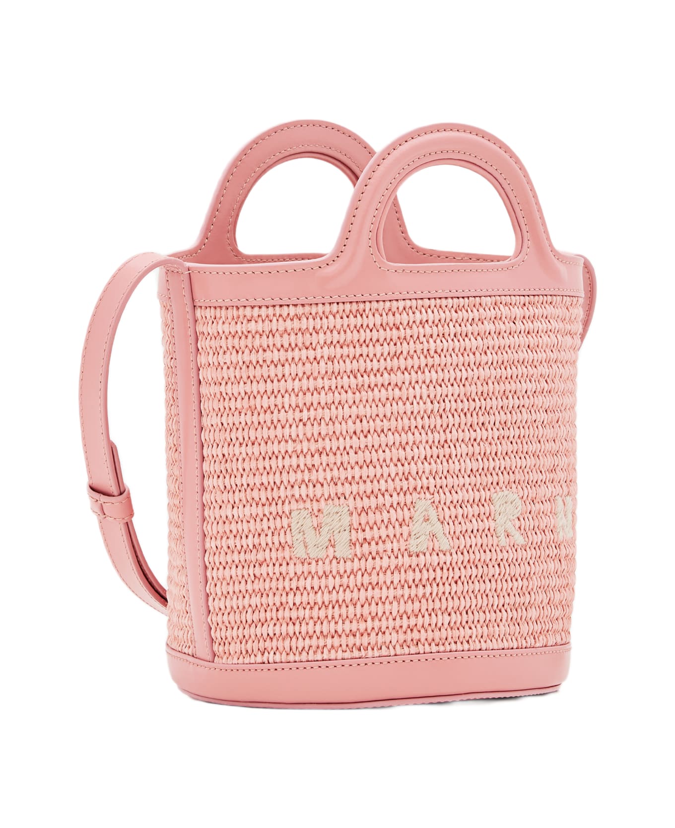 Marni Mini Tropicalia Raffia Bucket Bag - Pink