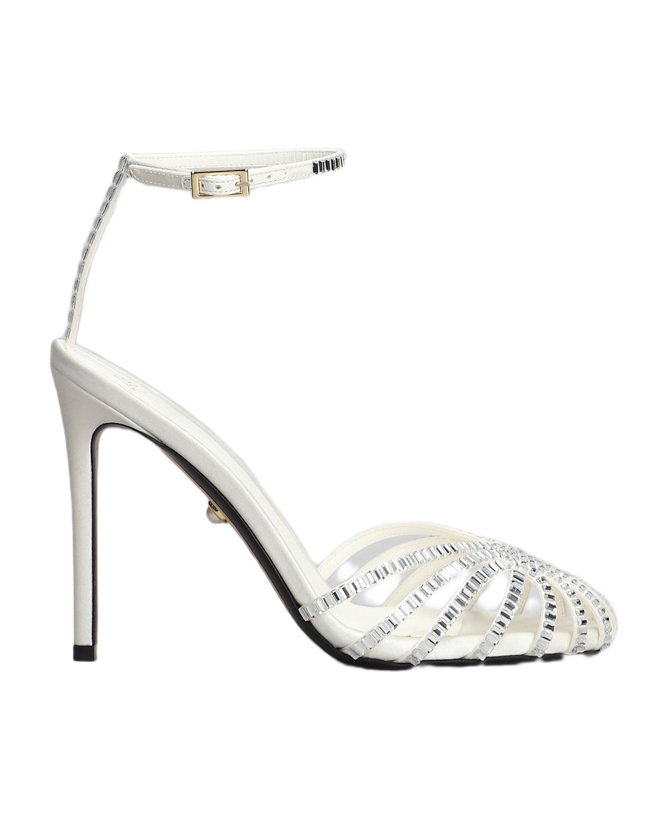 Alevì Penelope 110 Sandals In White Satin - white