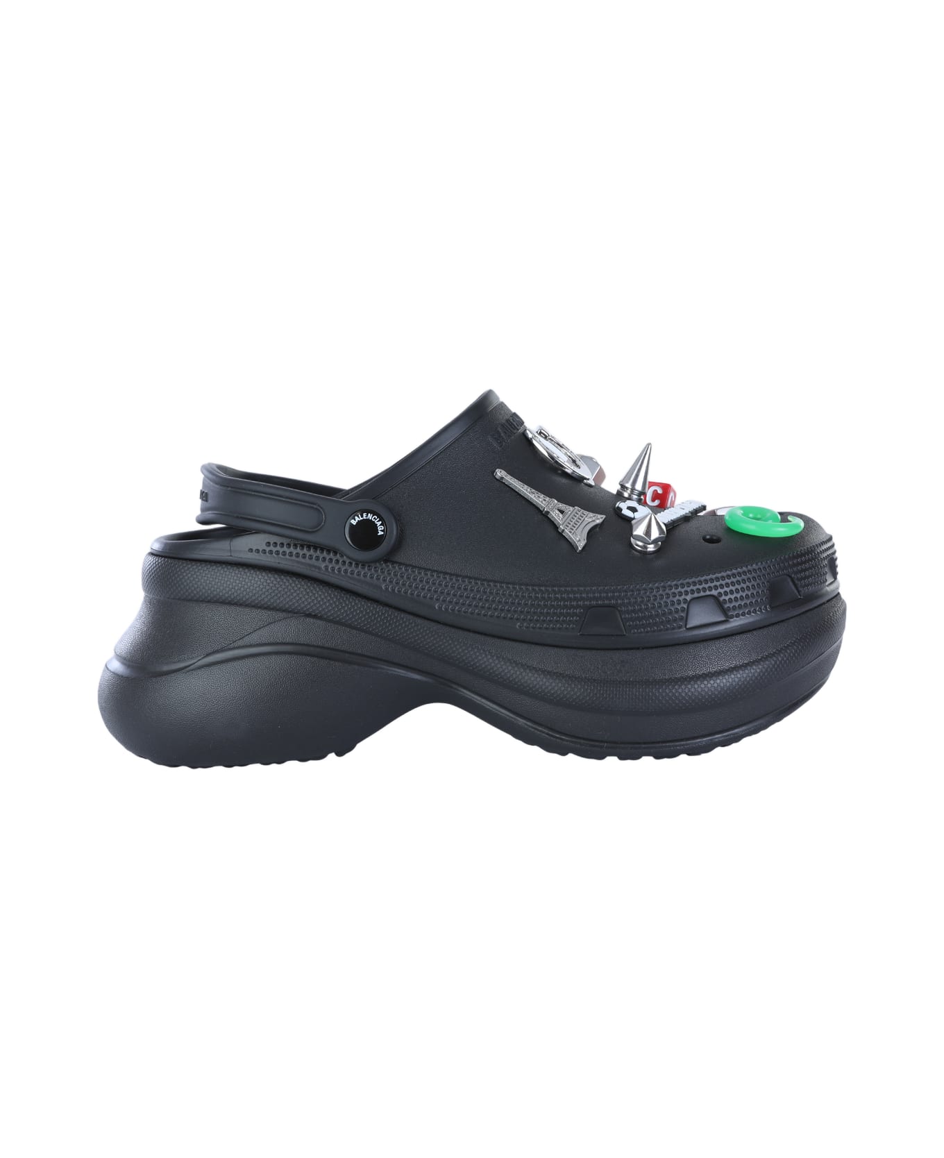 Balenciaga Black Leather Sandals - Black