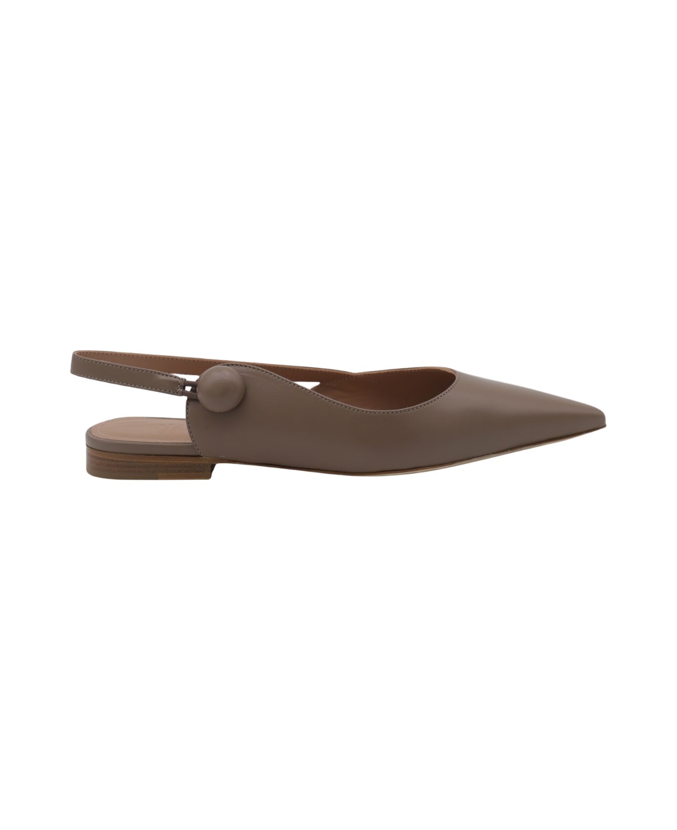 Malone Souliers Brown Leather Flats - Beige