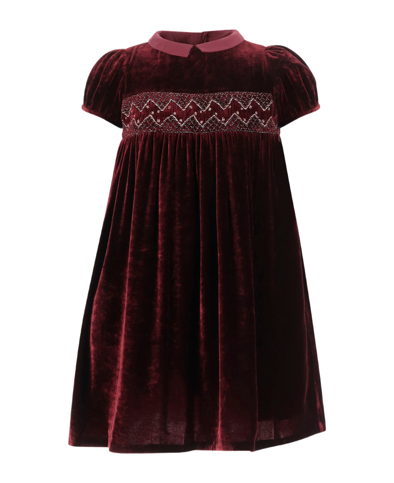 Bonpoint Blossom Silk Velvet Dress - Rosso bordeaux