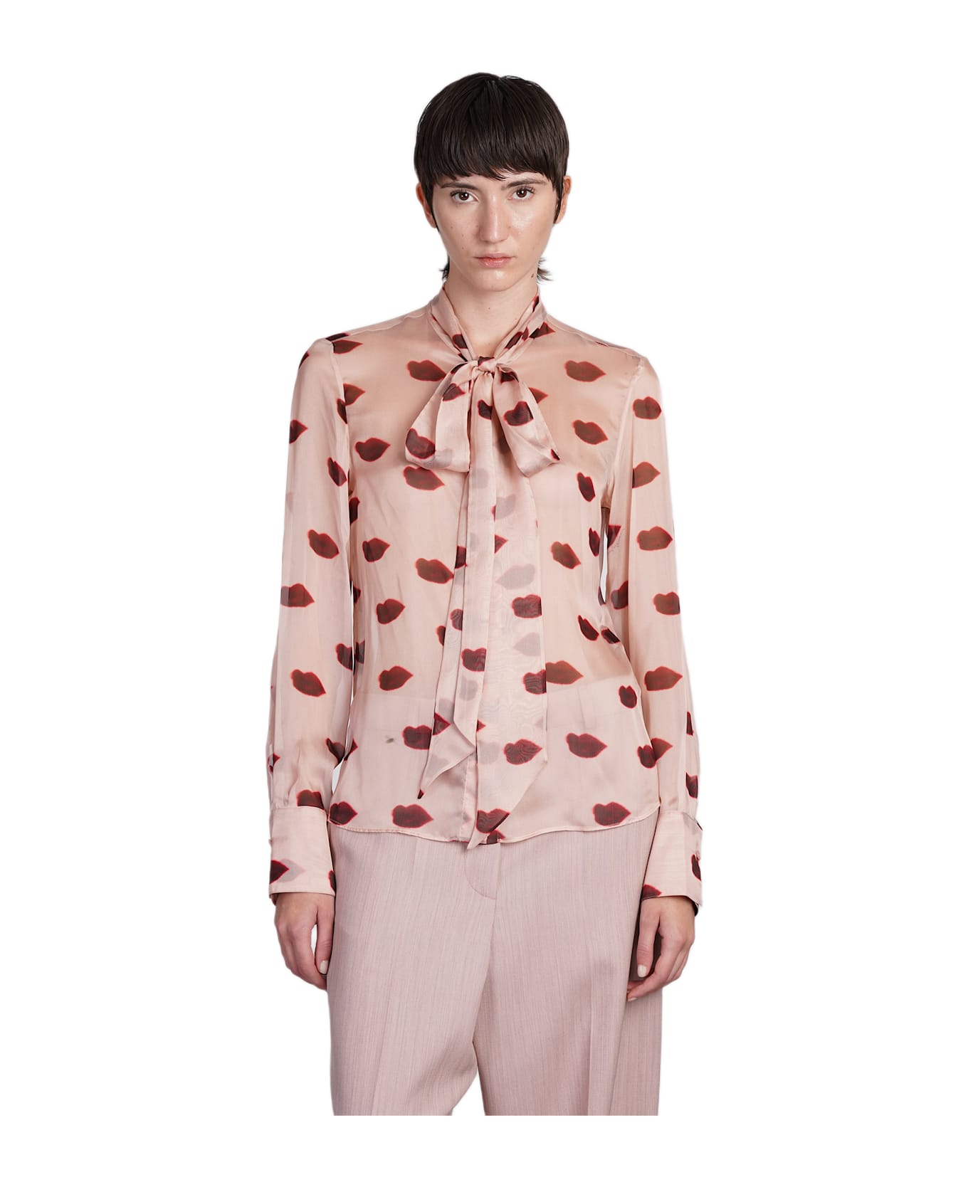 Stella McCartney Shirt In Rose-pink Silk - rose-pink