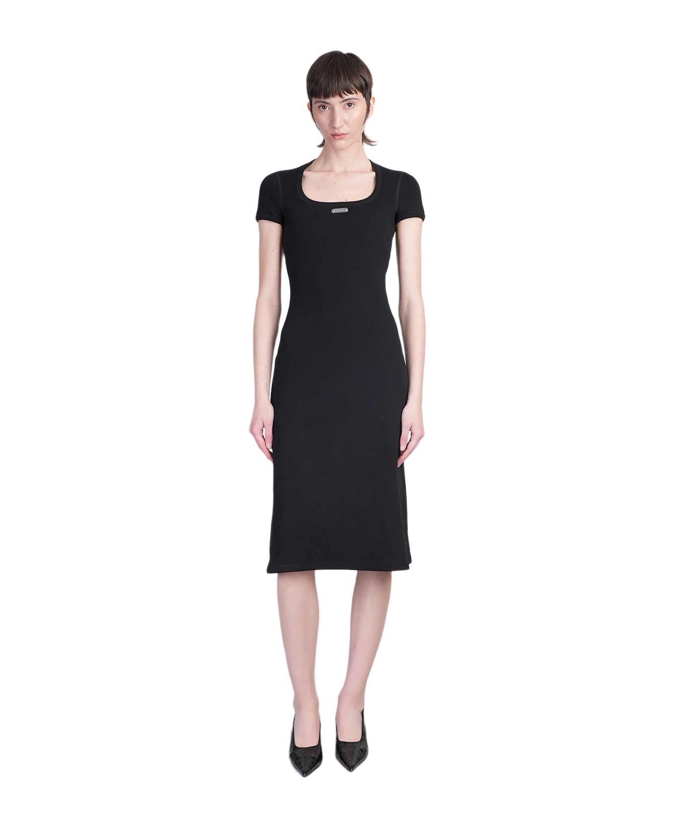 Alexander McQueen Dress Woman In Black Cotton - black