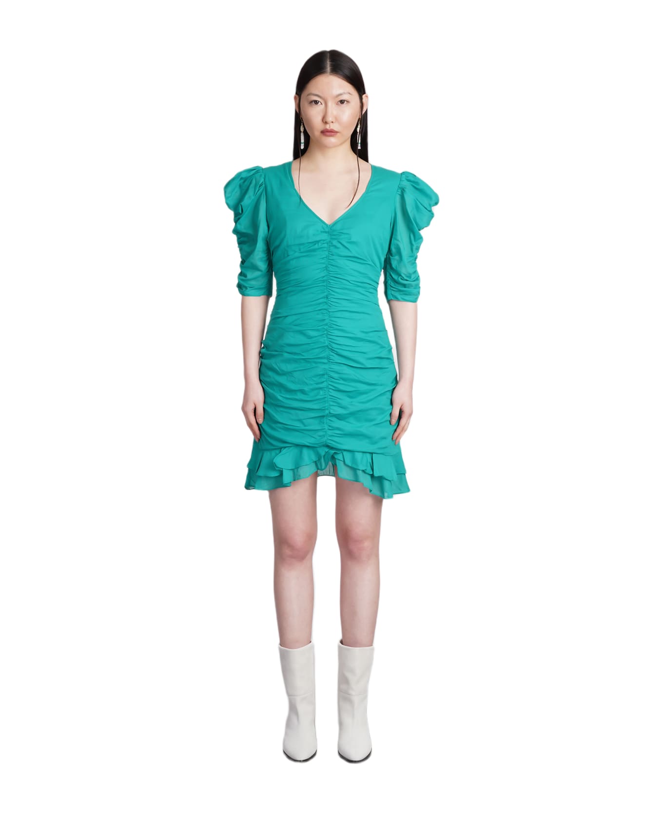 Marant Étoile Sireny Dress In Green Cotton - green ワンピース＆ドレス