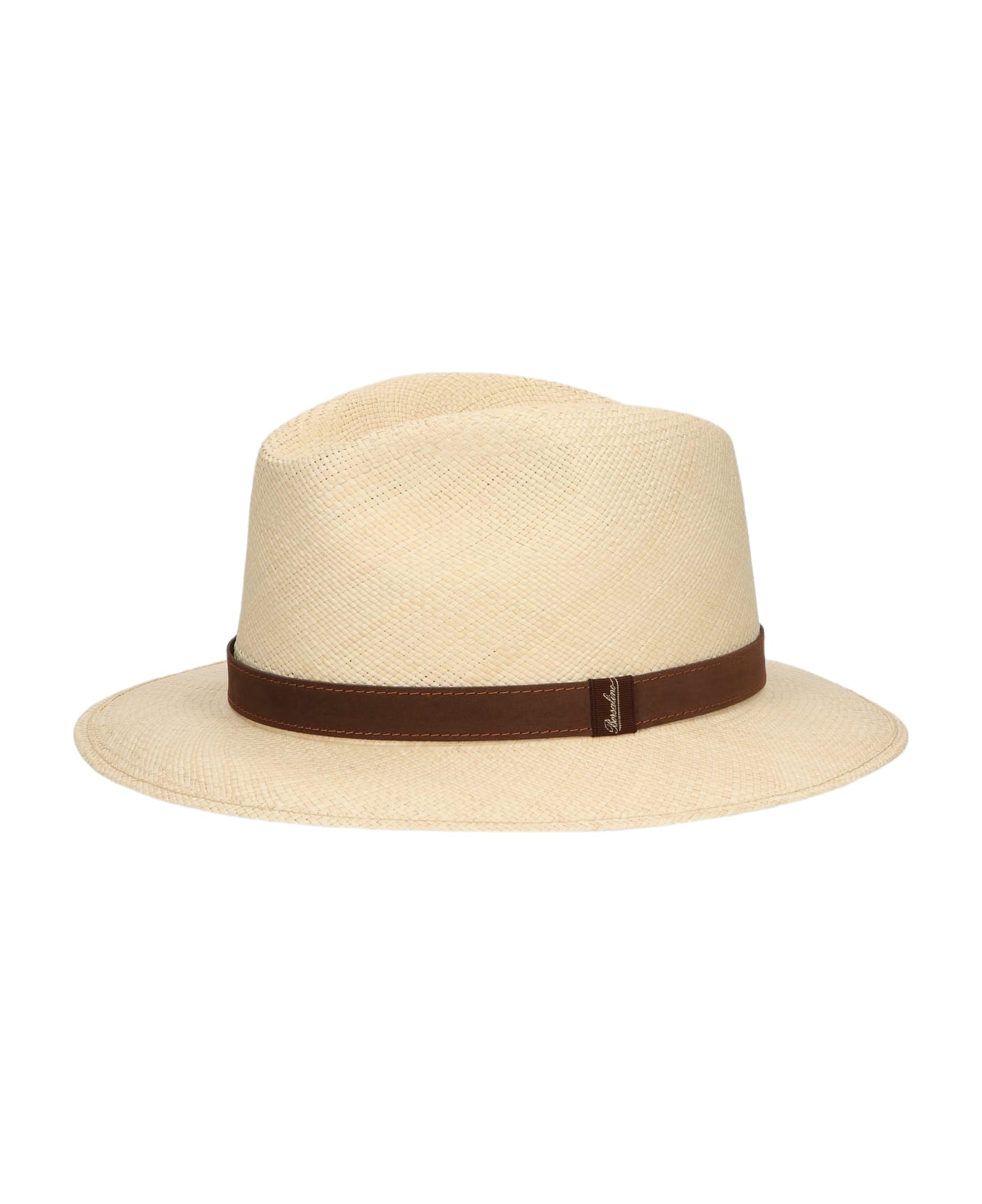 Borsalino Country Panama Quito Medium Brim - NATURAL, DARK BROWN HAT BAND 帽子