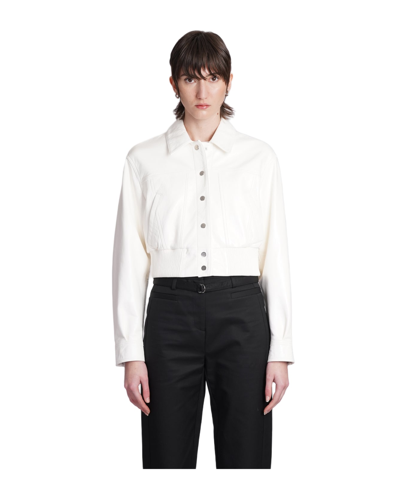 IRO Bulut Leather Jacket In White Leather - white シャツ