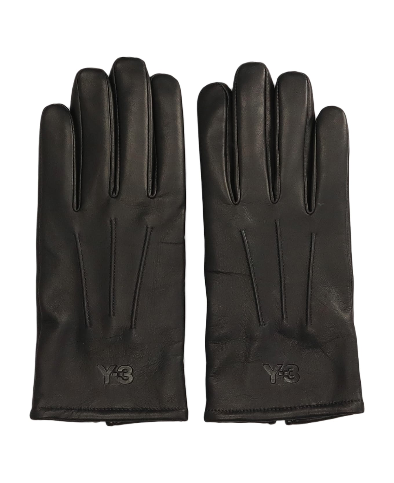 Y-3 Gloves In Black Leather - Black