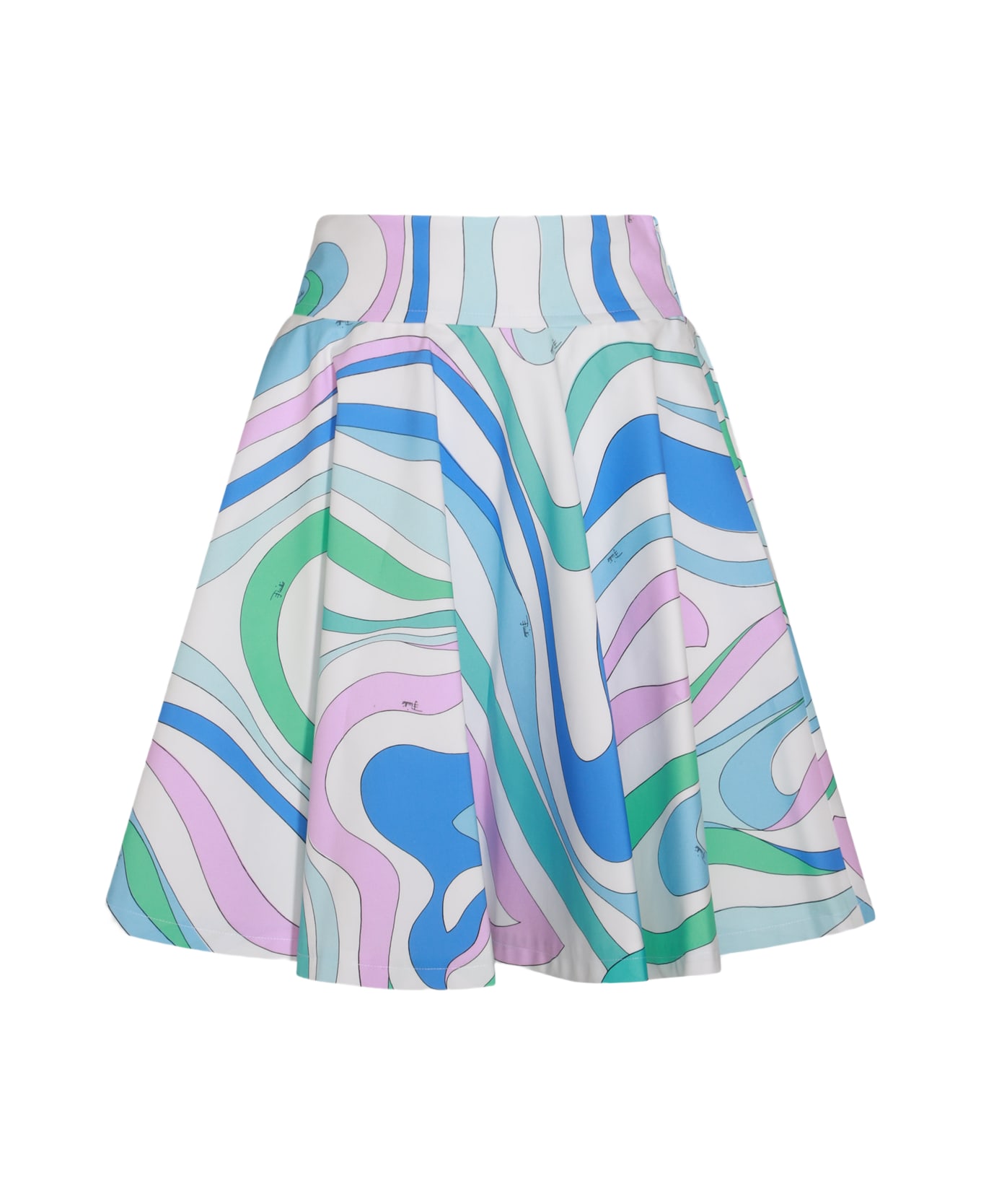 Pucci Multicolot Cotton Midi Skirt - CELESTE/BIANCO スカート