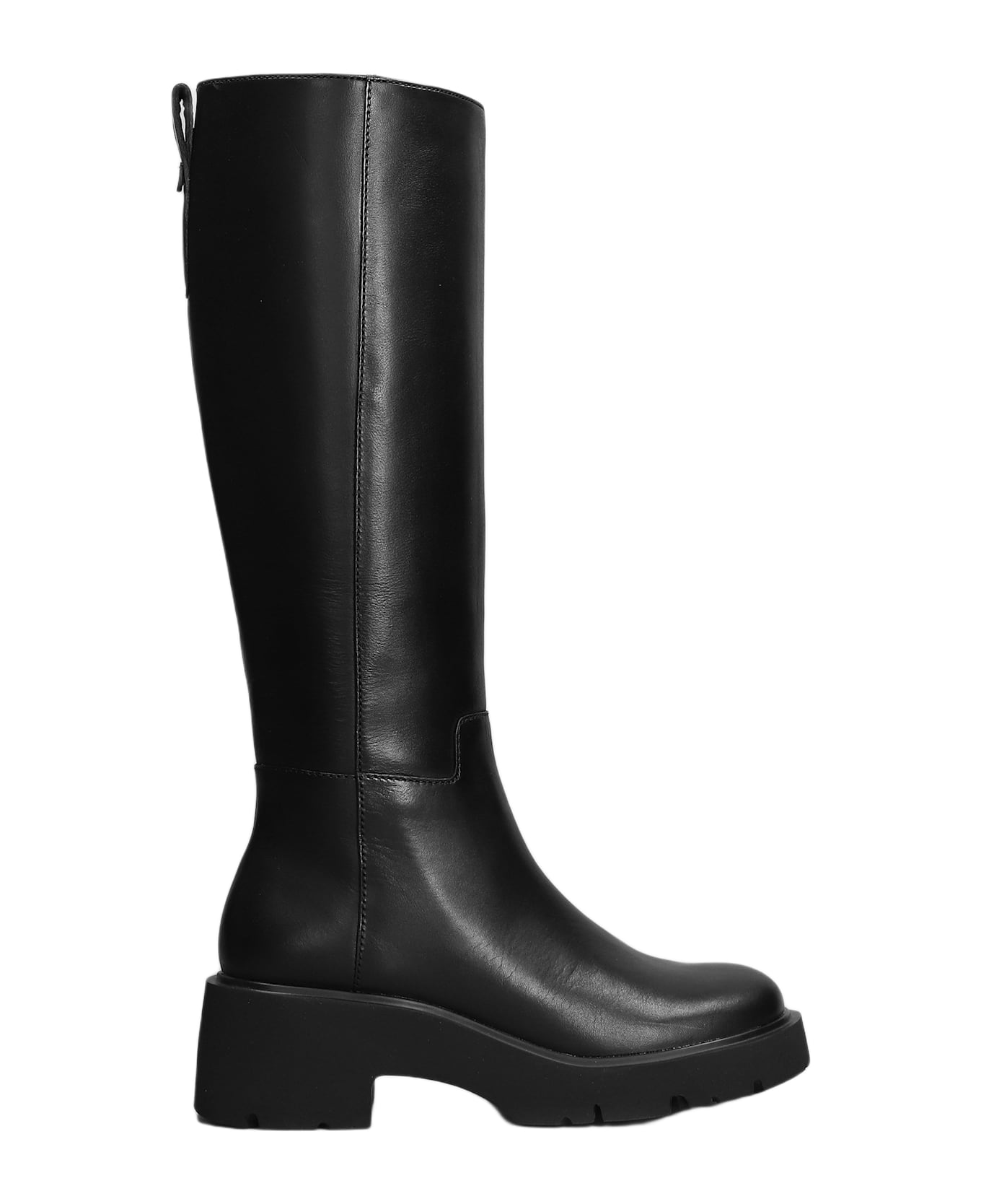 Camper Milah Low Heels Boots In Black Leather - black
