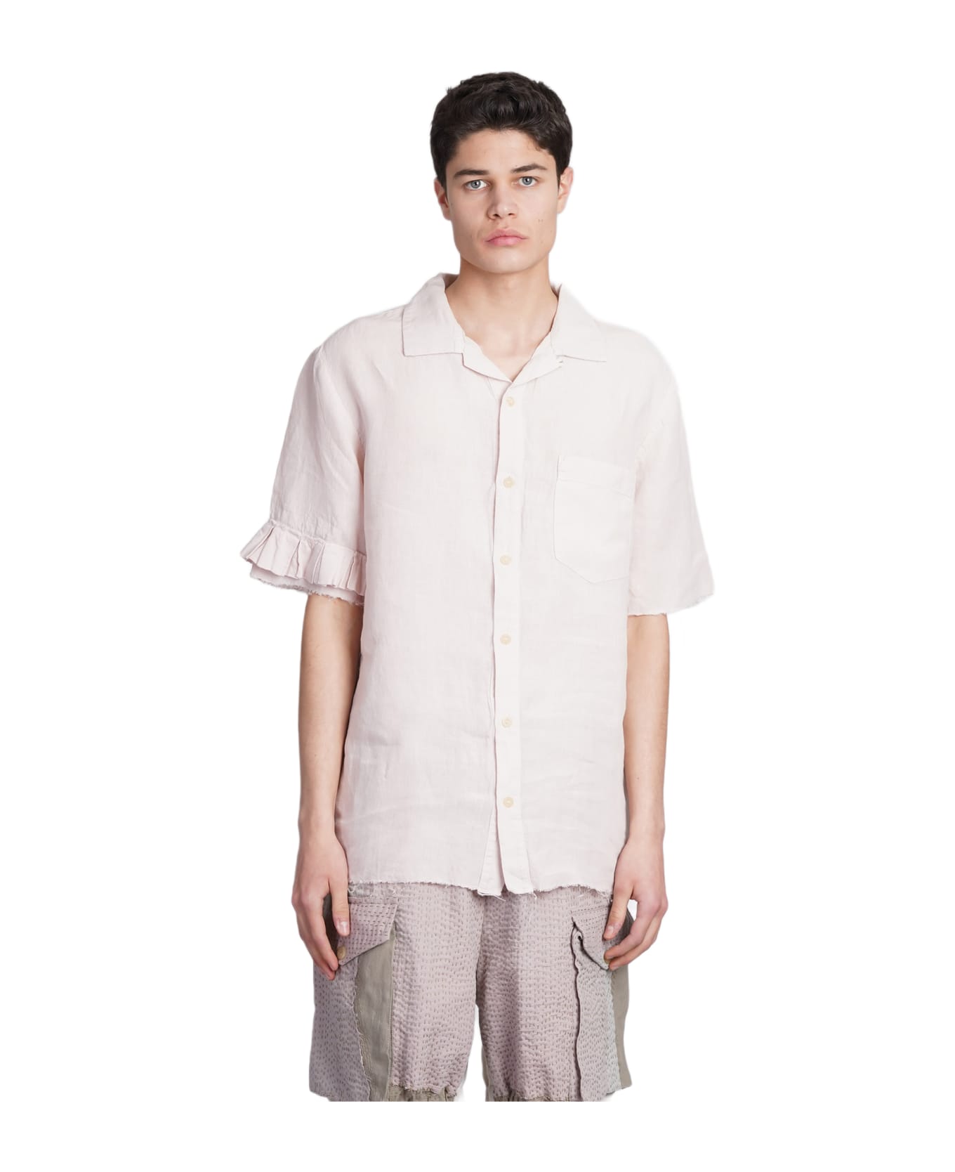 By Walid Shirt In Rose-pink Linen - rose-pink