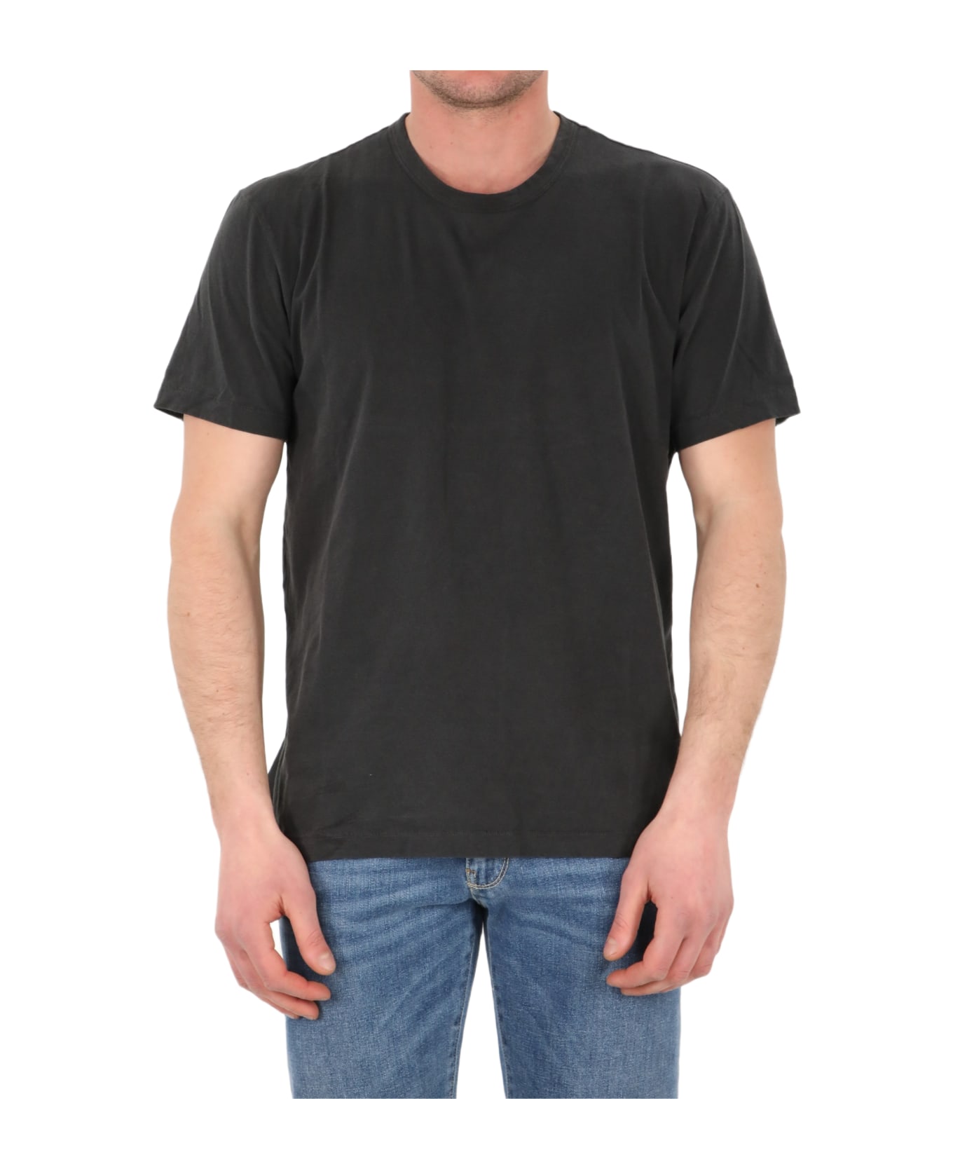 James Perse Lead Grey Cotton T-shirt - BLACK
