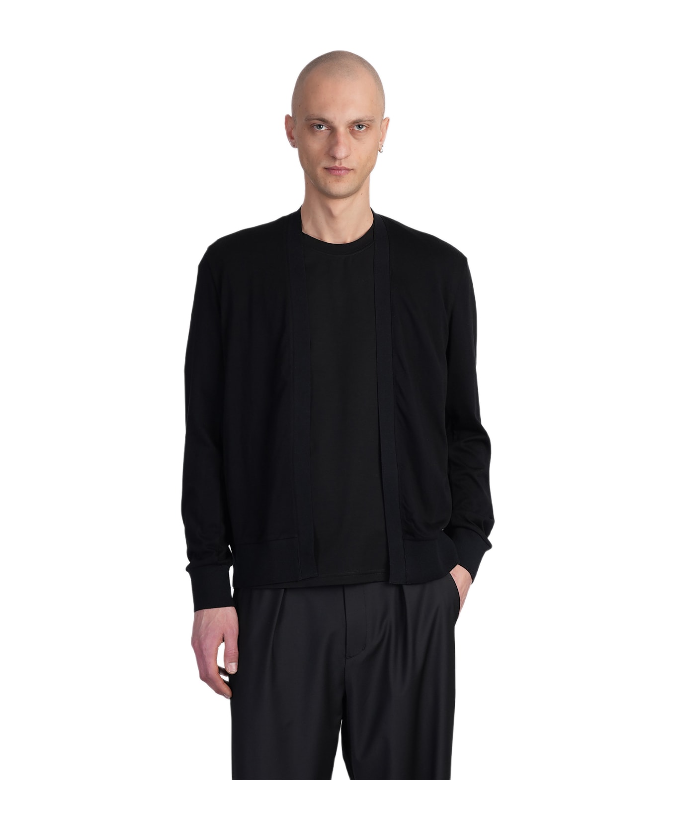 Attachment Cardigan In Black Cotton - black