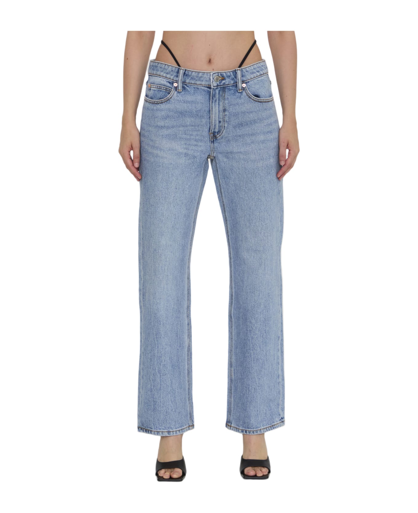 Alexander Wang Jeans With Pre-styled Thong - BLUE