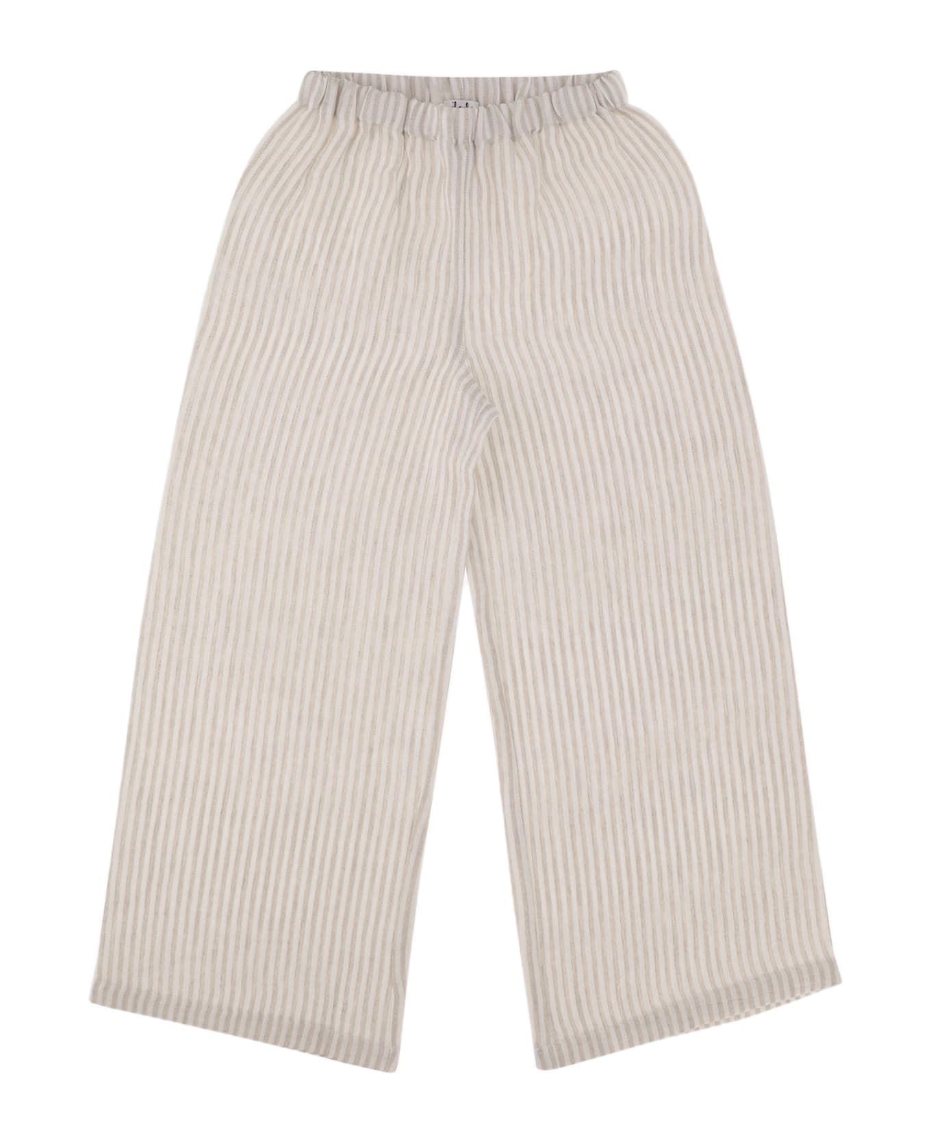Il Gufo Linen Pants With Striped Pattern - Grey