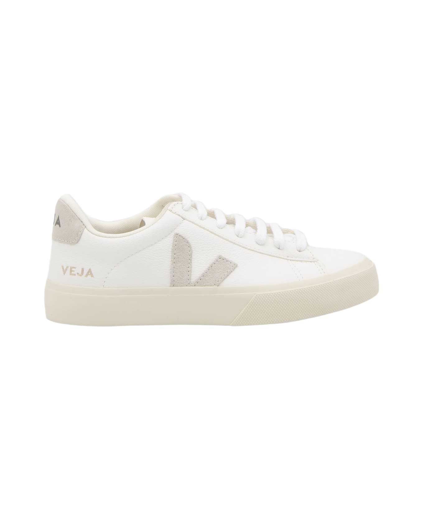 Veja White Leather Campo Sneakers - WHITE NATURAL