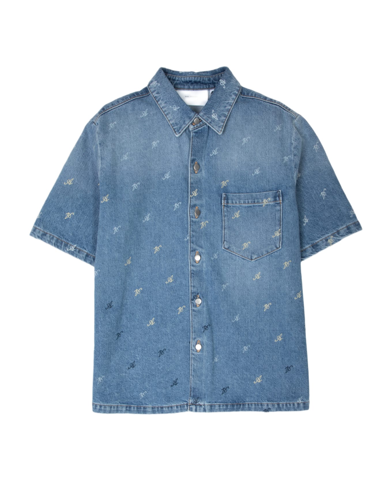 Axel Arigato Miles Shirt Light blue denim shirt with short sleeves - Miles Shirt - Denim blu