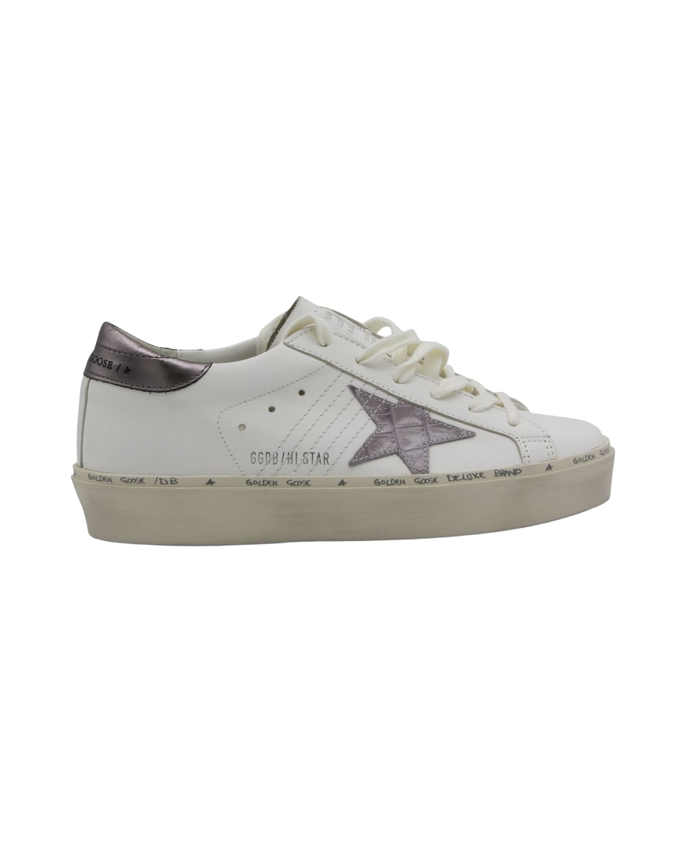 Golden Goose White And Grey Leather Sneakers - WHITE GREY LILLAC